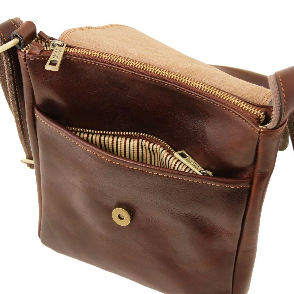 John - Leather crossbody bag for men with front zip | TL141408
