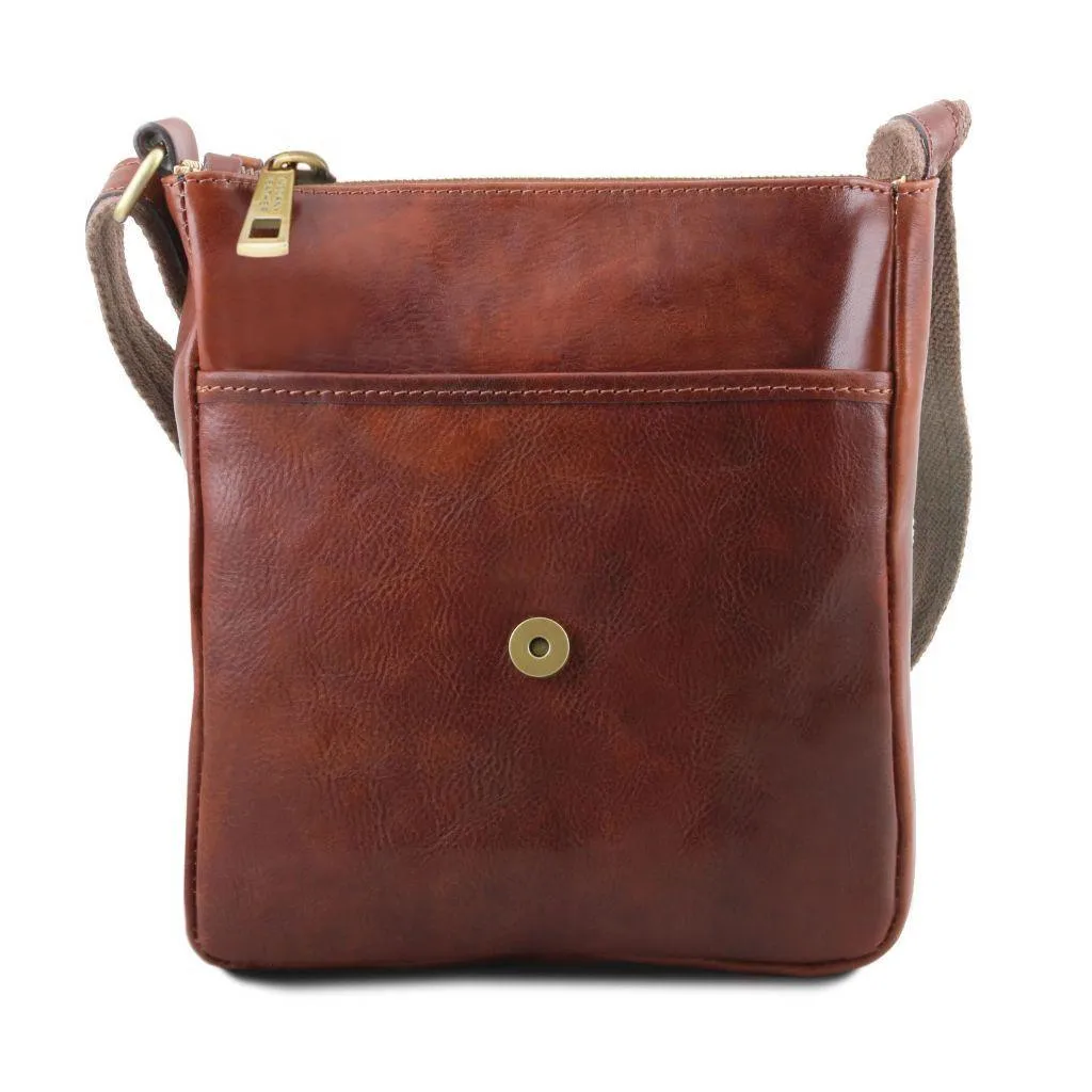 John - Leather crossbody bag for men with front zip | TL141408