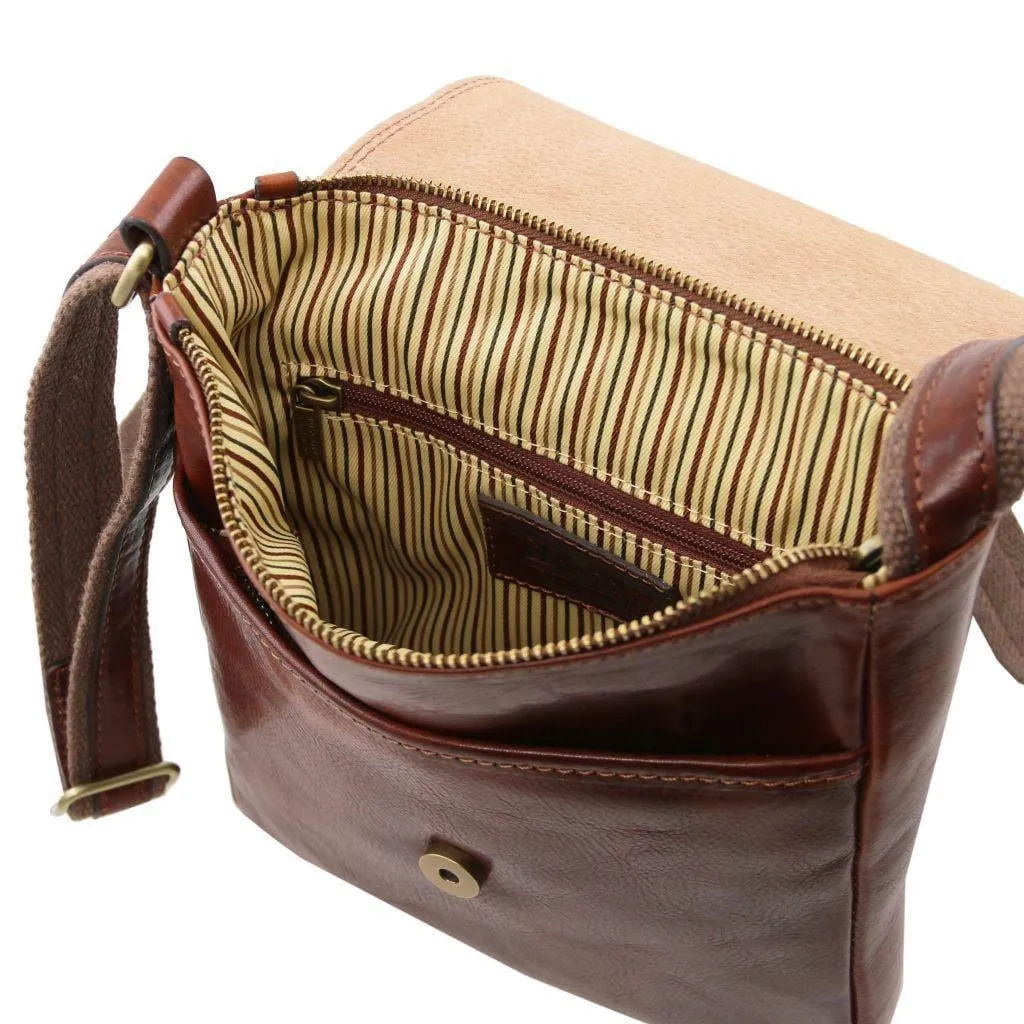 John - Leather crossbody bag for men with front zip | TL141408