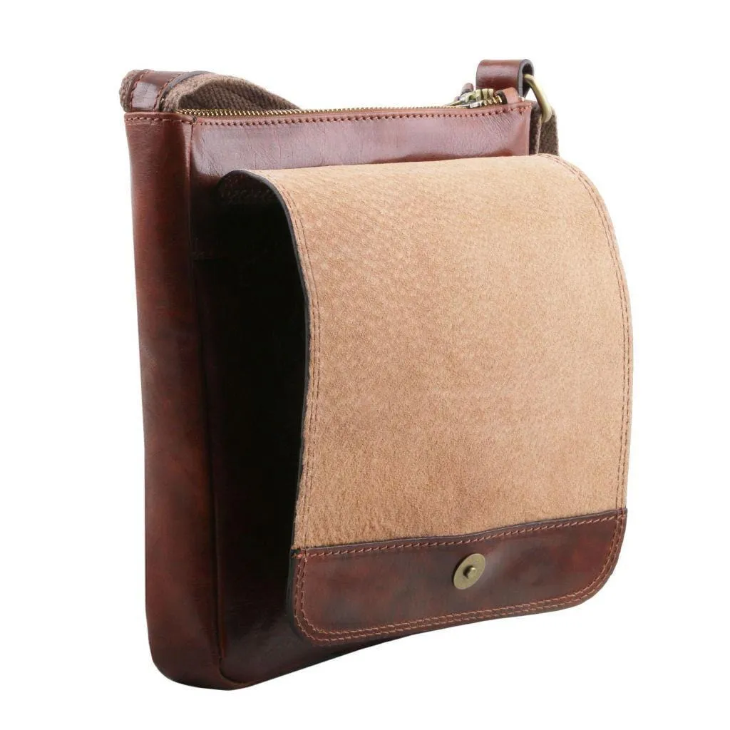 John - Leather crossbody bag for men with front zip | TL141408