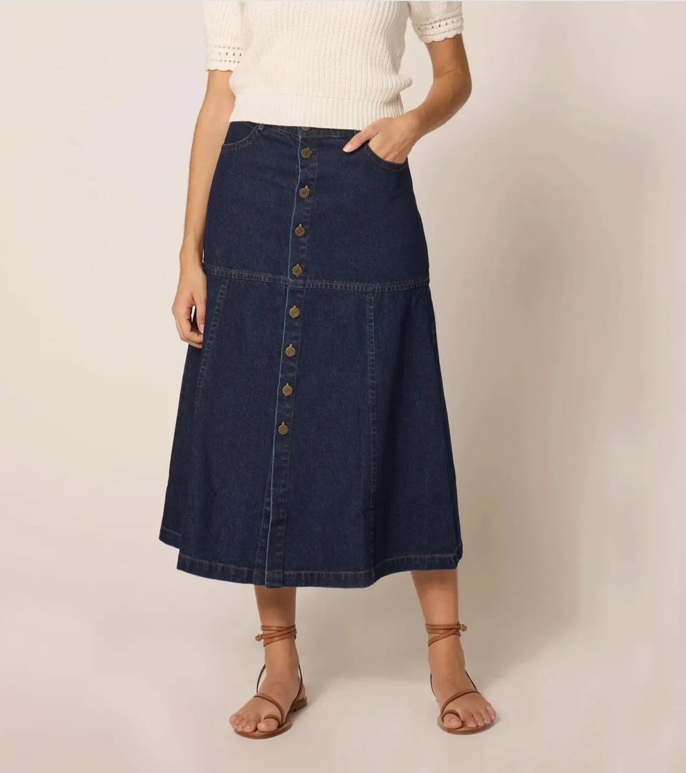 Josie Midi Skirt Dark Denim