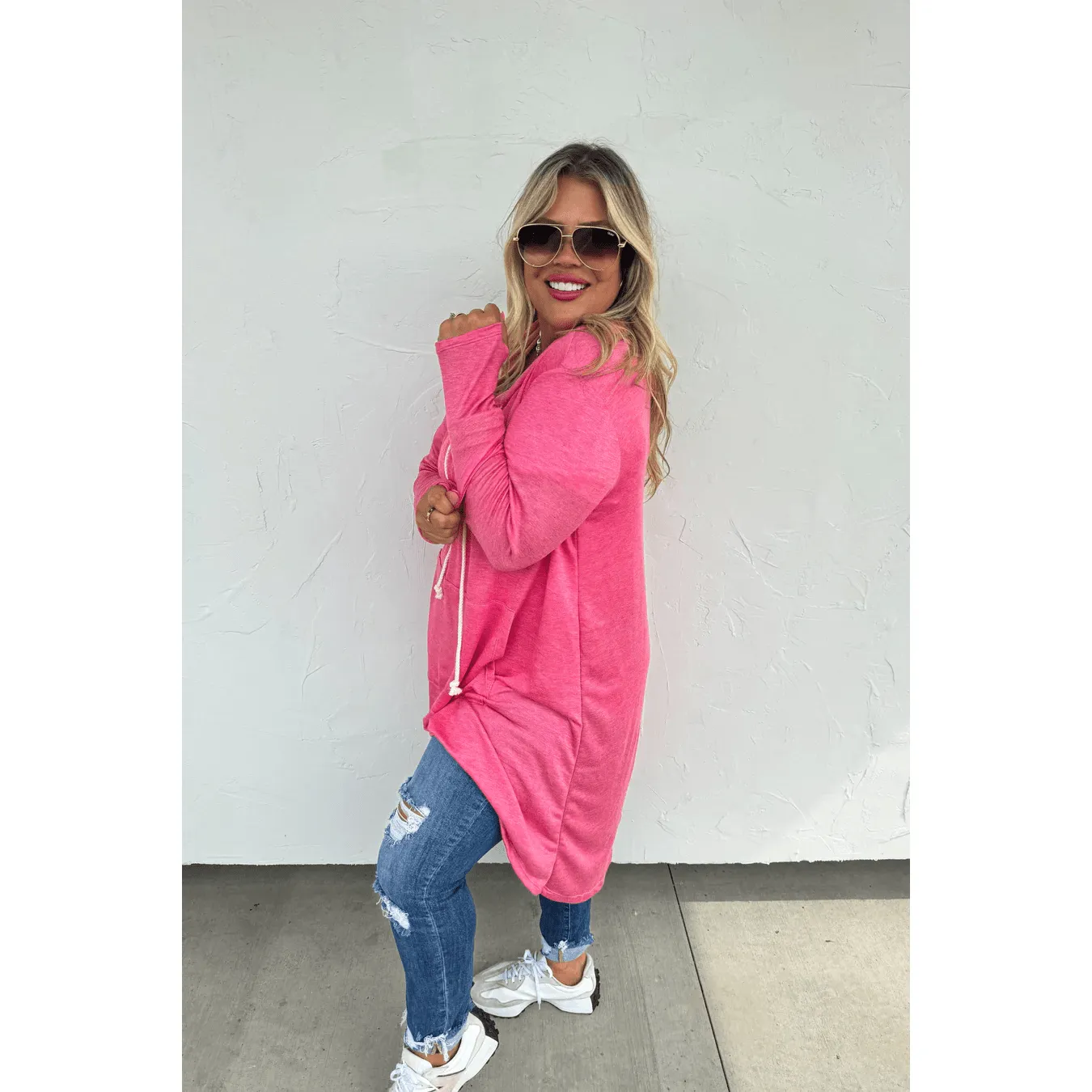 Lightweight Long Hoodie in Black