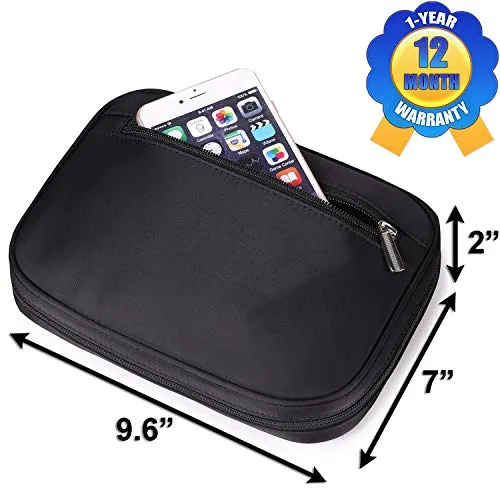 Lily & Drew Travel Jewelry Storage Carrying Case Jewelry Organizer with Removable Pouch, in Gift Box (V1B Black)