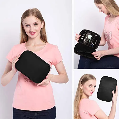 Lily & Drew Travel Jewelry Storage Carrying Case Jewelry Organizer with Removable Pouch, in Gift Box (V1B Black)
