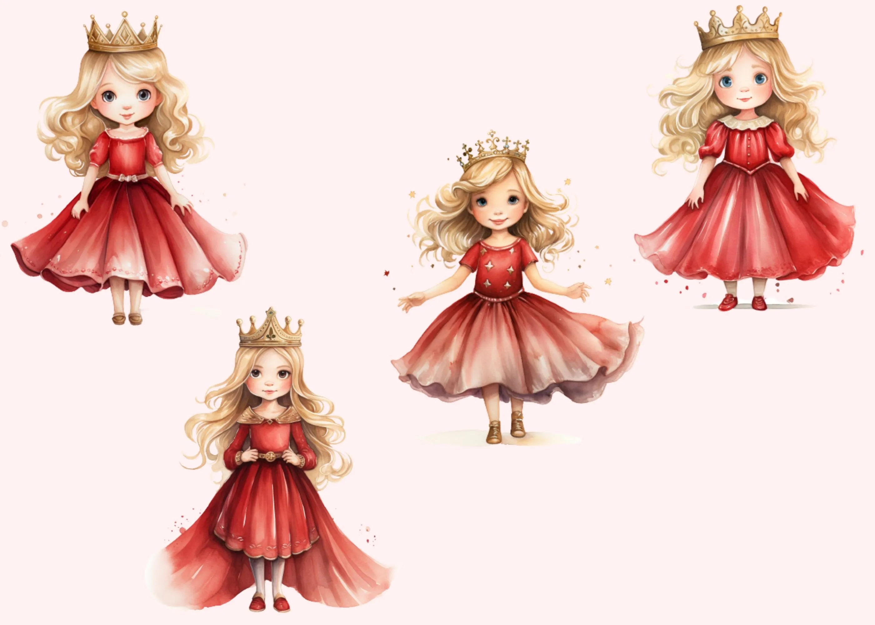 Little Princess Clipart, Watercolor Princess Clipart, Little Princess Ornaments, Baby Princess, Castle Sublimation Design, Princess Birthday, Fairytale Princes 031