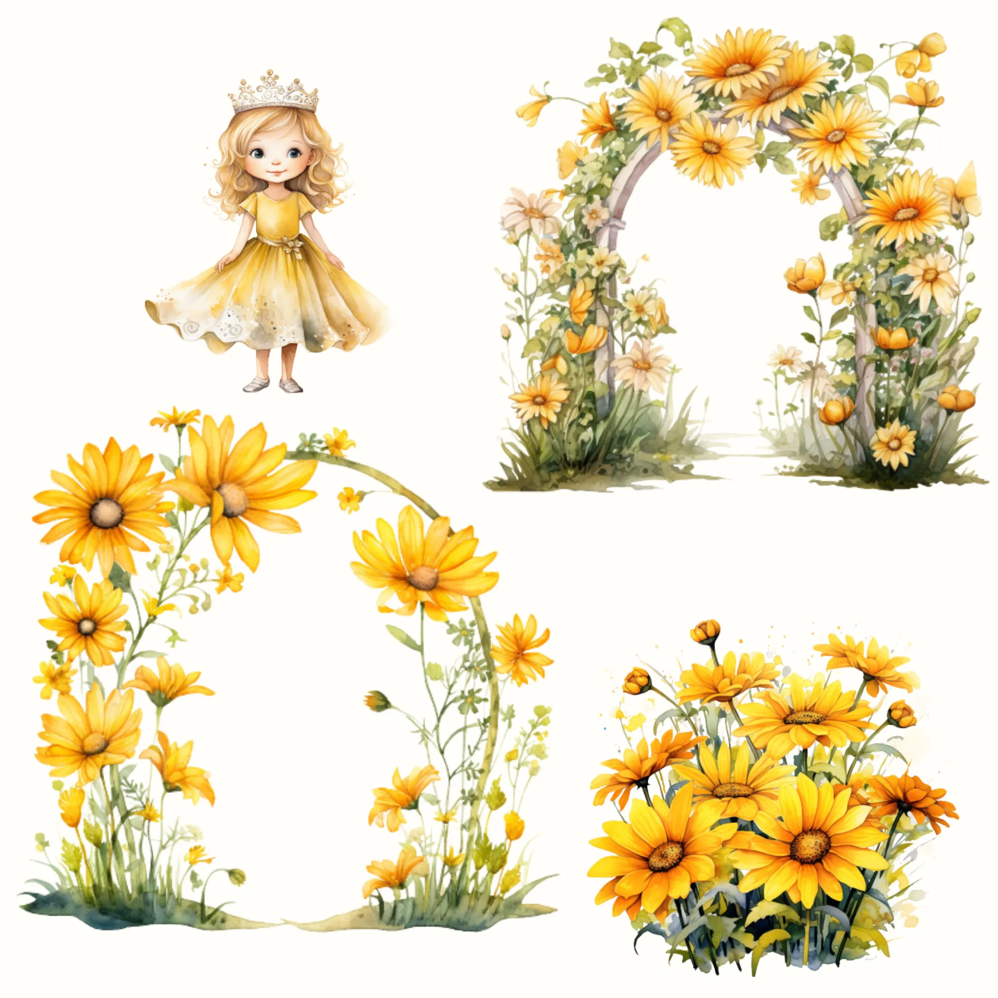 Little Princess Clipart, Watercolor Princess Clipart, Little Princess Ornaments, Baby Princess, Castle Sublimation Design, Princess Birthday, Fairytale Princes 032