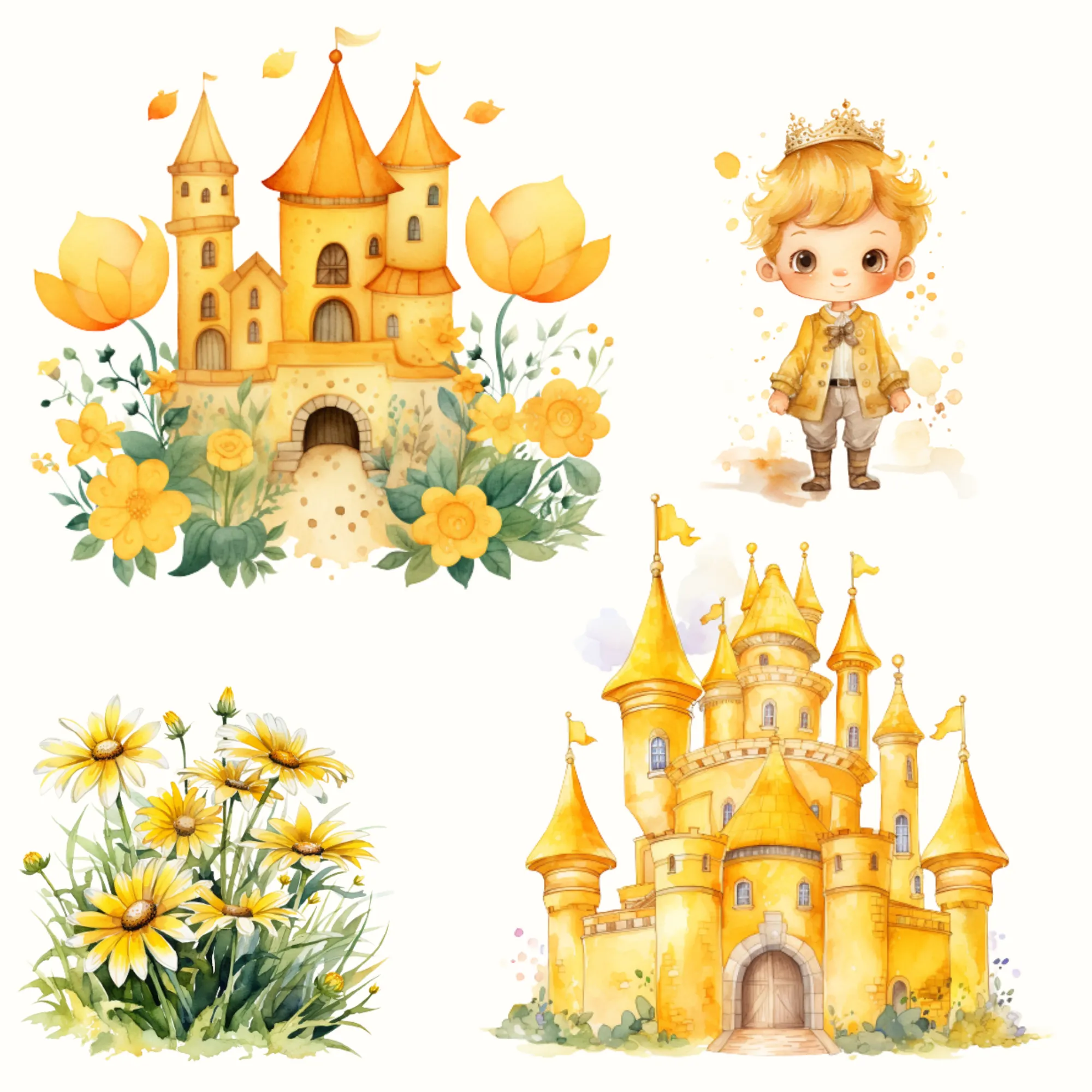 Little Princess Clipart, Watercolor Princess Clipart, Little Princess Ornaments, Baby Princess, Castle Sublimation Design, Princess Birthday, Fairytale Princes 032