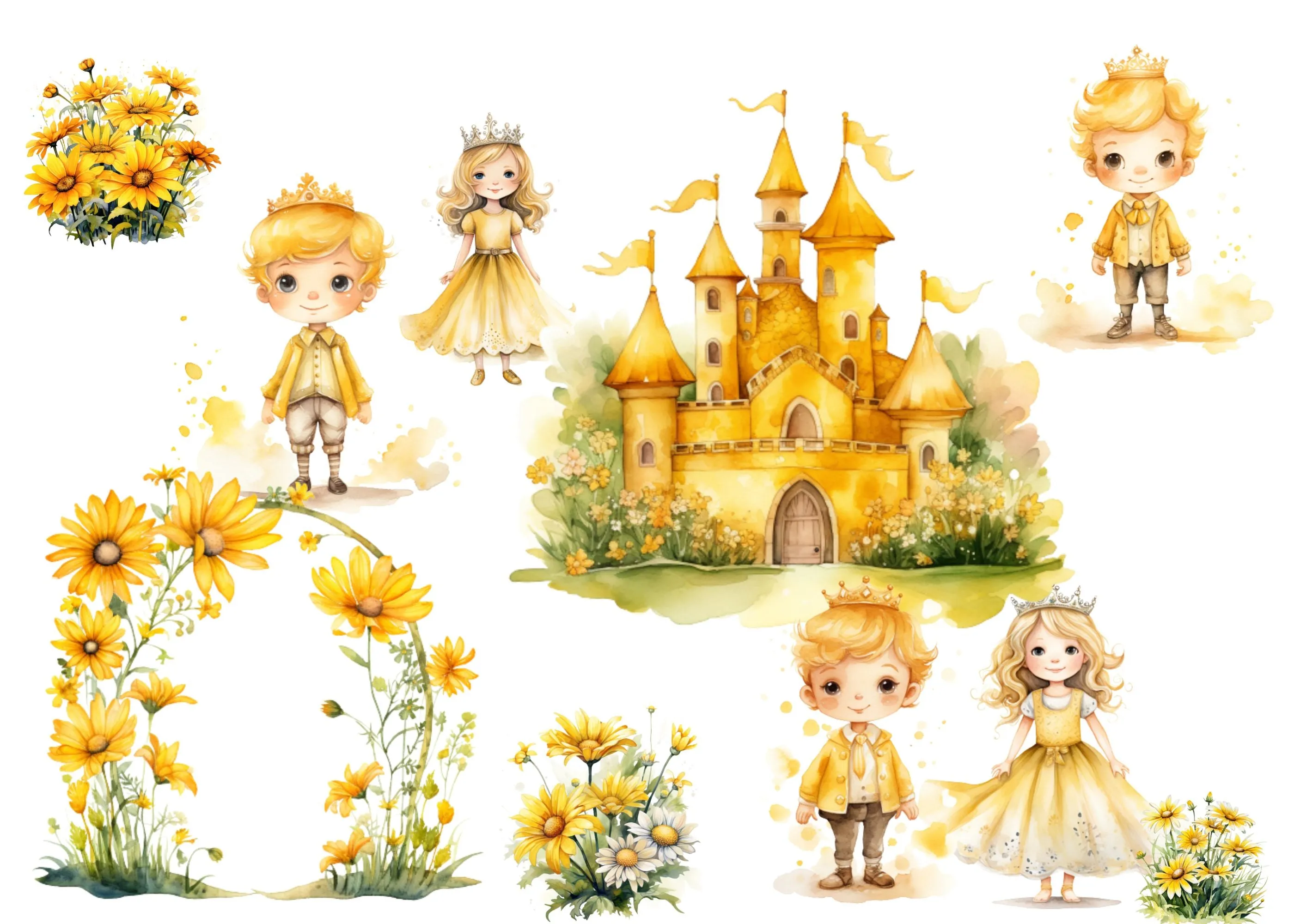 Little Princess Clipart, Watercolor Princess Clipart, Little Princess Ornaments, Baby Princess, Castle Sublimation Design, Princess Birthday, Fairytale Princes 032