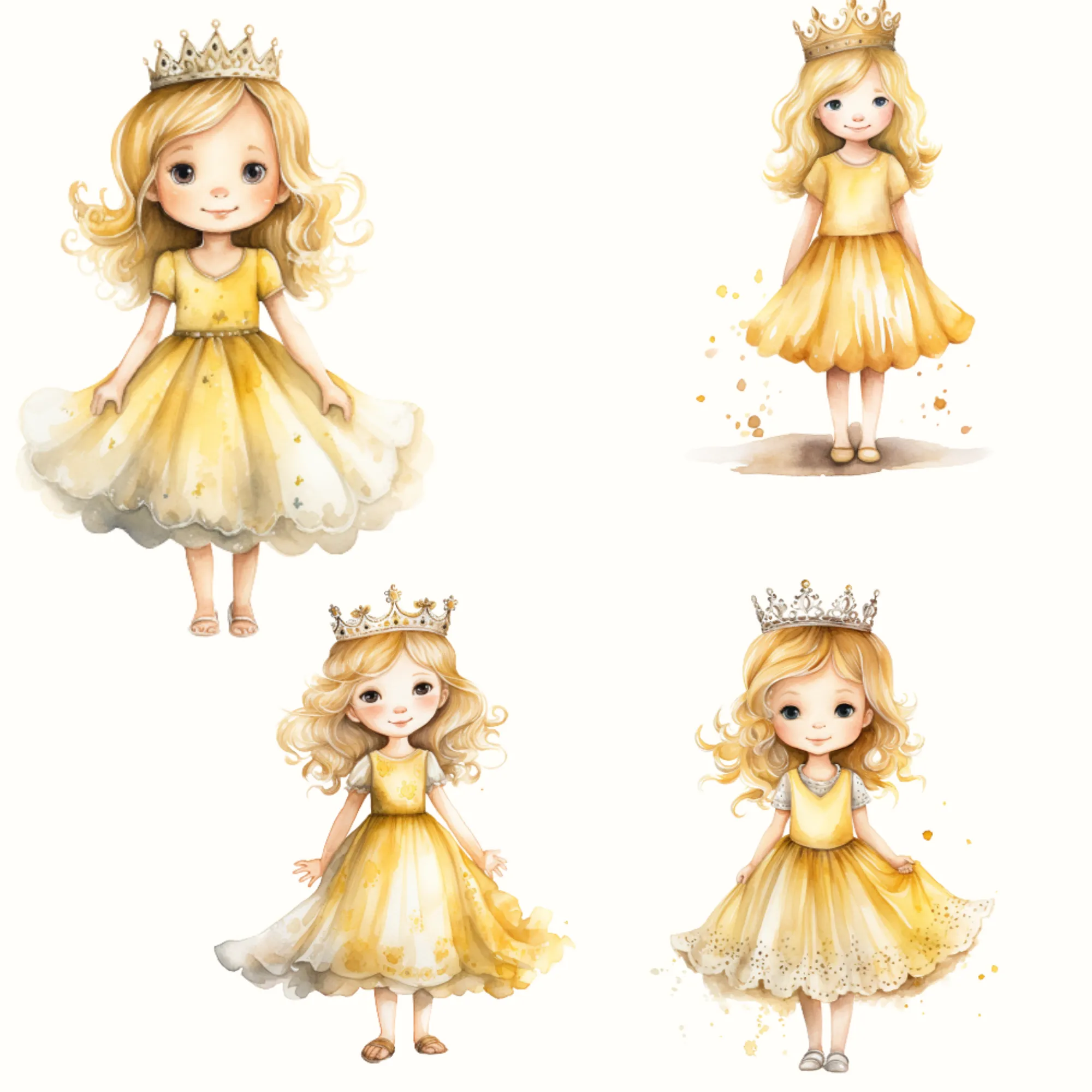 Little Princess Clipart, Watercolor Princess Clipart, Little Princess Ornaments, Baby Princess, Castle Sublimation Design, Princess Birthday, Fairytale Princes 032