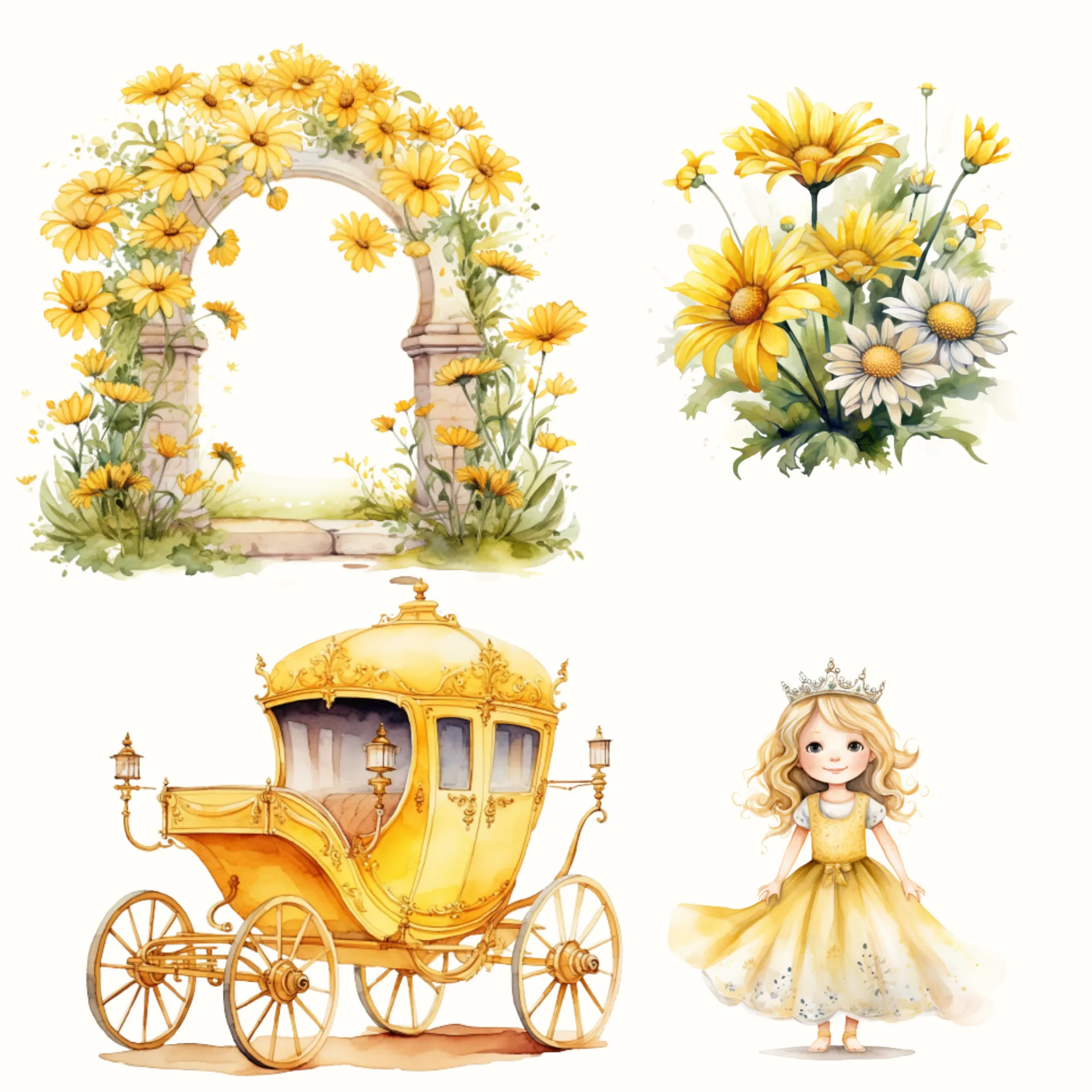 Little Princess Clipart, Watercolor Princess Clipart, Little Princess Ornaments, Baby Princess, Castle Sublimation Design, Princess Birthday, Fairytale Princes 032