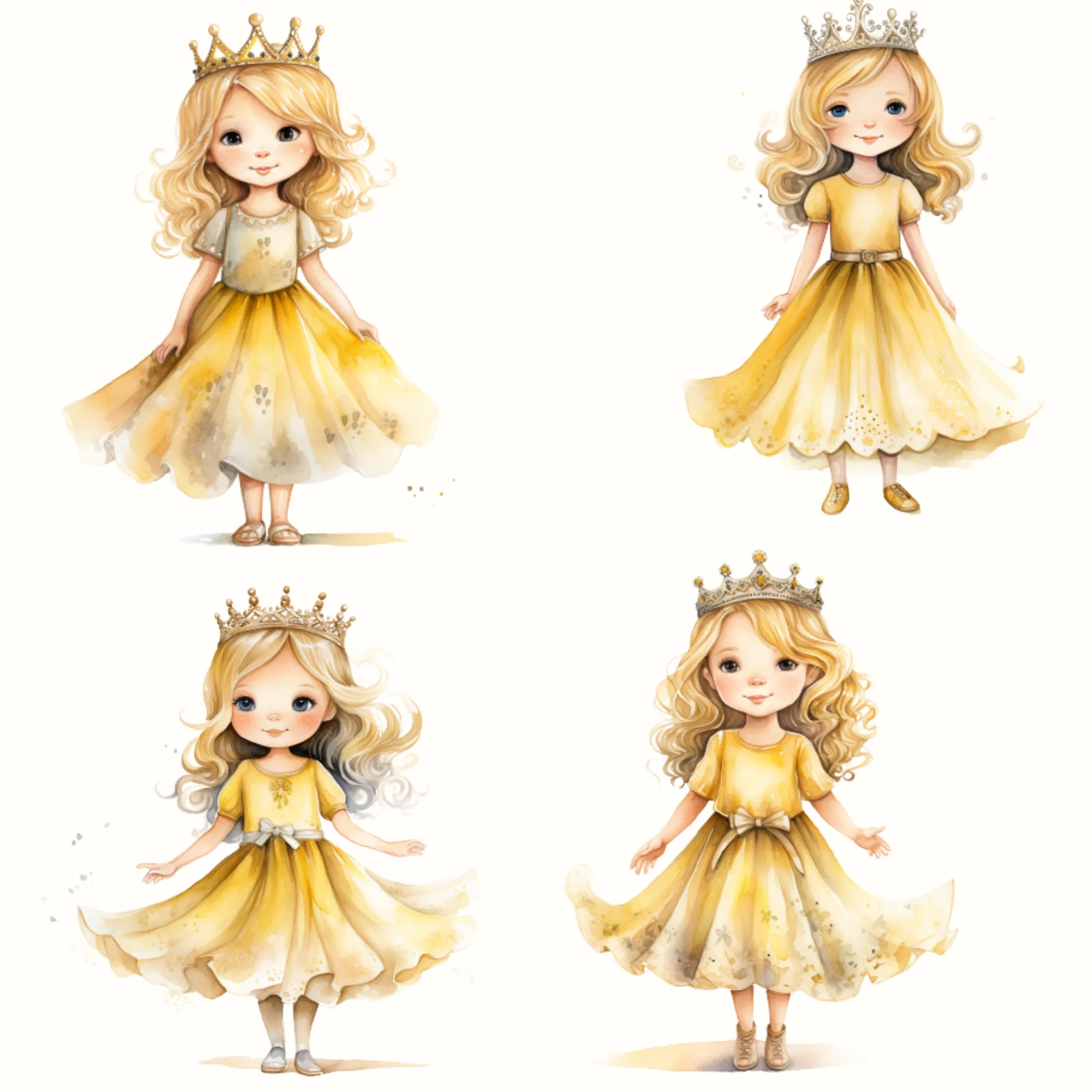 Little Princess Clipart, Watercolor Princess Clipart, Little Princess Ornaments, Baby Princess, Castle Sublimation Design, Princess Birthday, Fairytale Princes 032