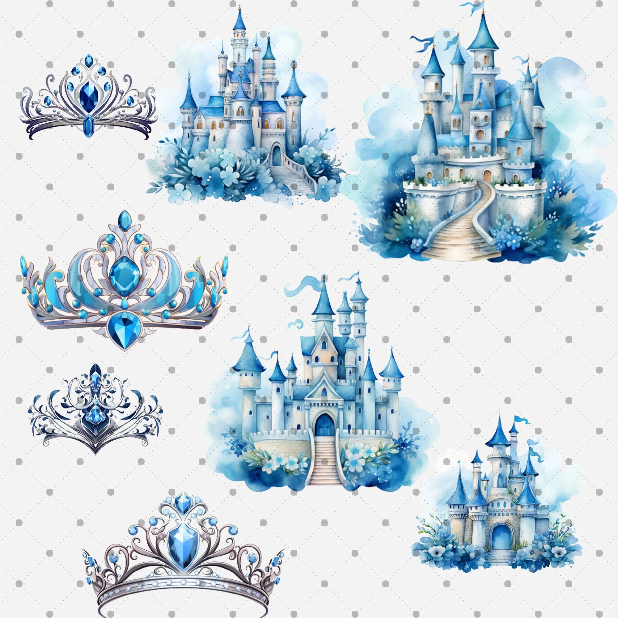 Little Princess Clipart, Watercolor Princess Clipart,Little Princess Ornaments, Baby Princess, Castle Sublimation Design, Princess Birthday,  Fairytale Princes 009
