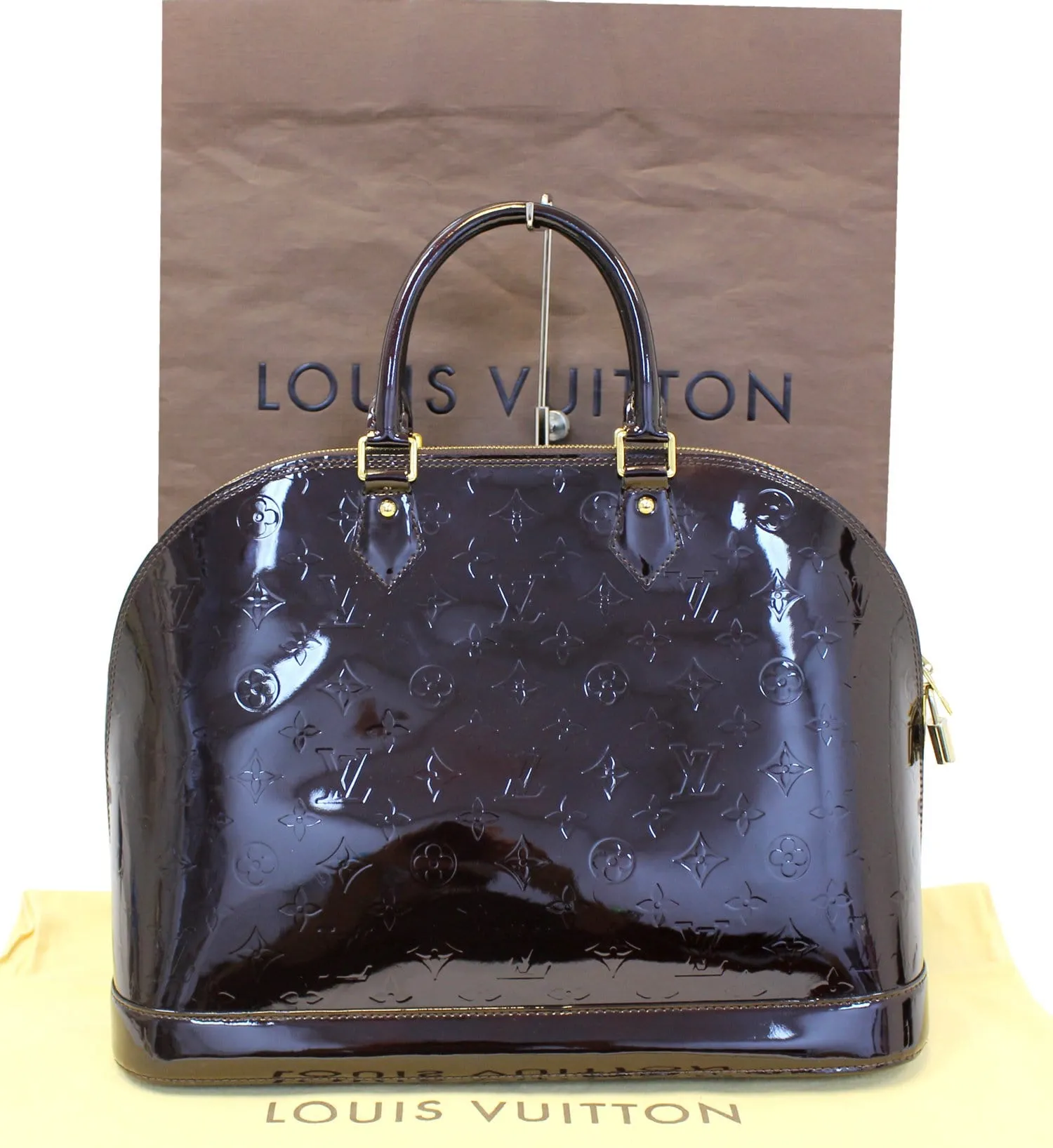 LOUIS VUITTON Amarante Monogram Vernis Alma GM Satchel Bag