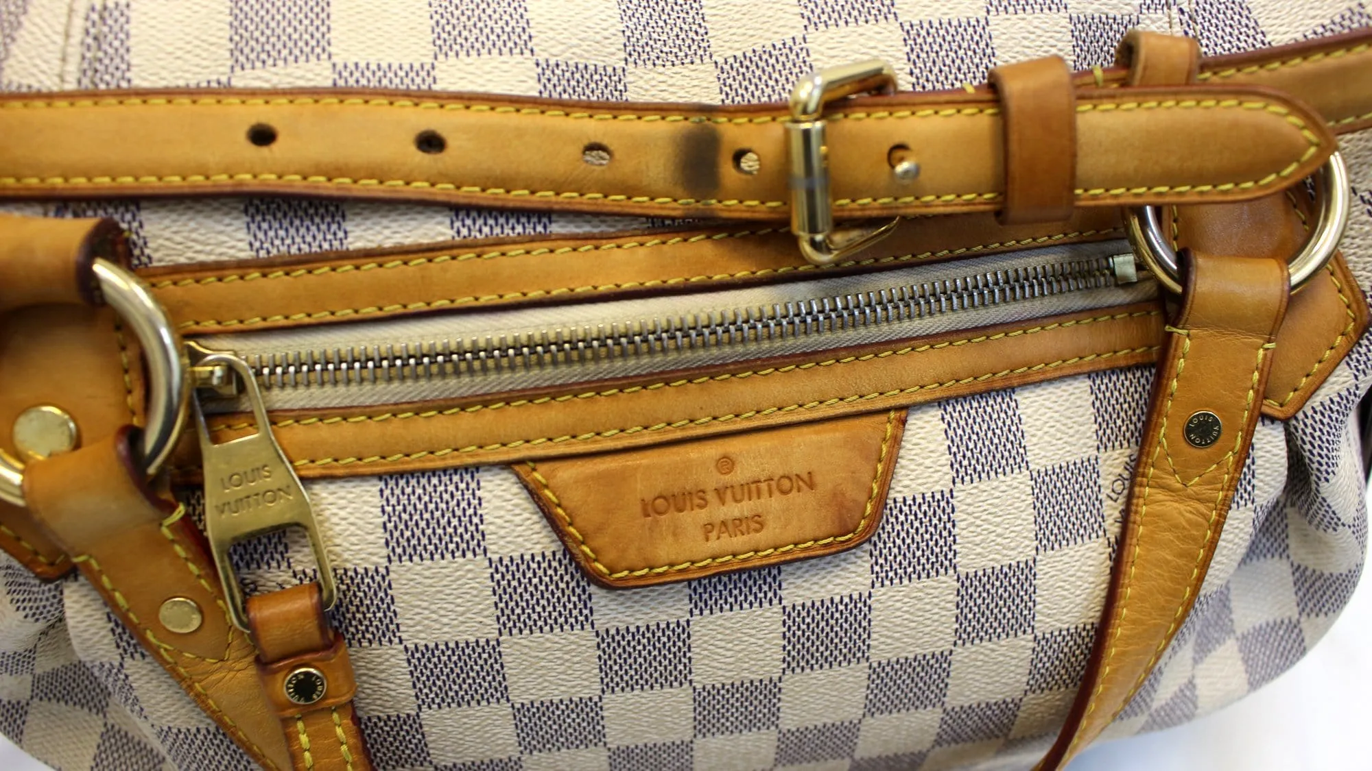 LOUIS VUITTON Damier Azur Evora MM Tote Shoulder Bag