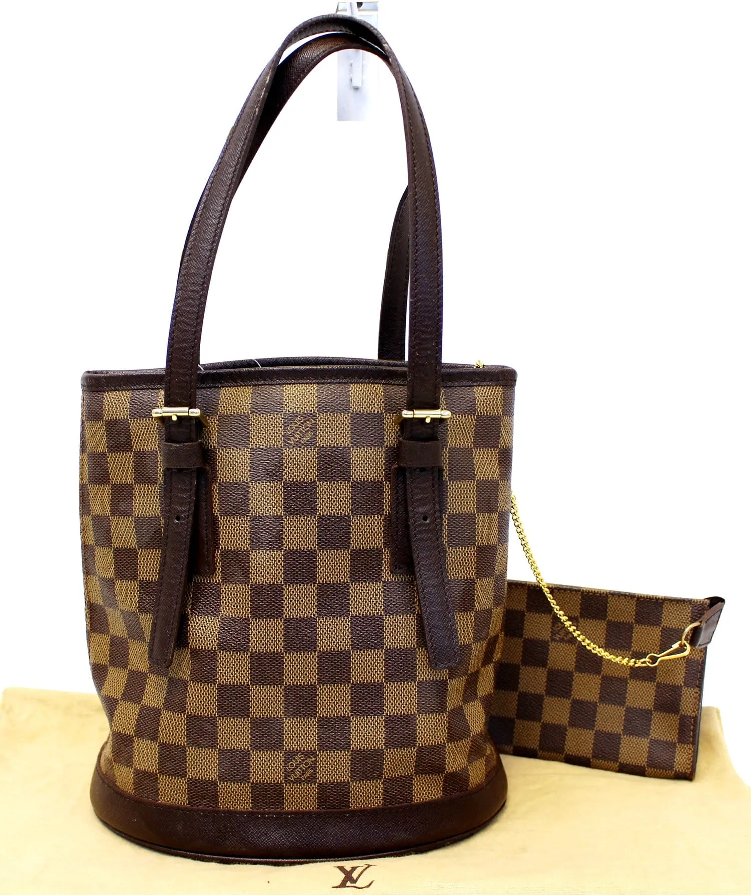 LOUIS VUITTON Damier Ebene Marais Bucket Shoulder Bag