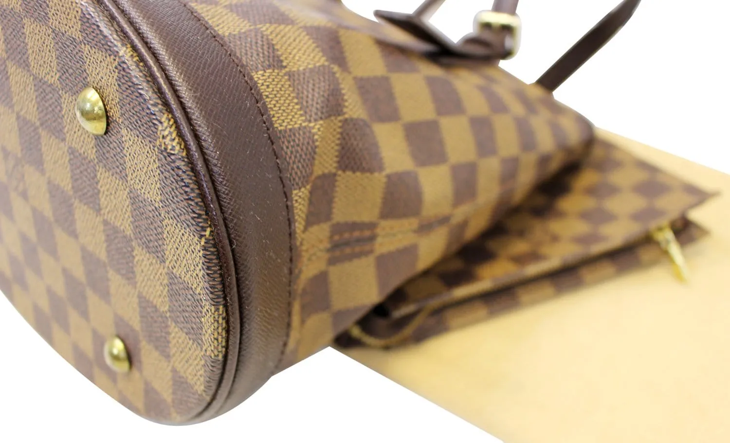 LOUIS VUITTON Damier Ebene Marais Bucket Shoulder Bag