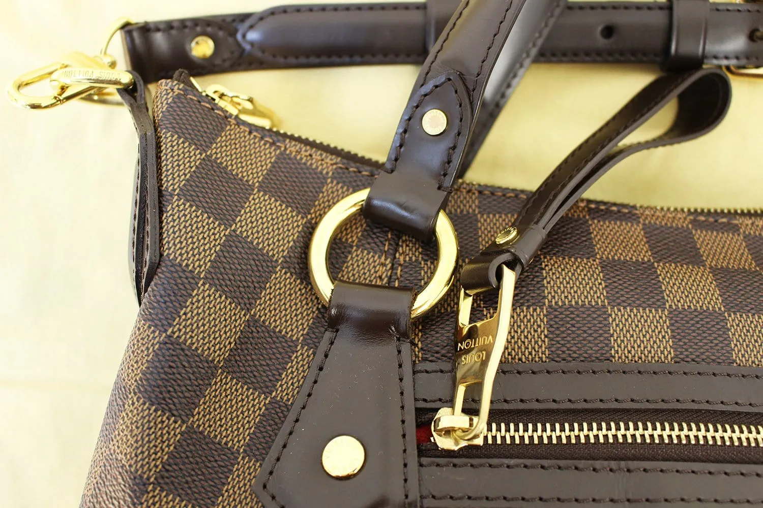 LOUIS VUITTON Evora MM Damier Ebene Tote Shoulder Bag Excellent