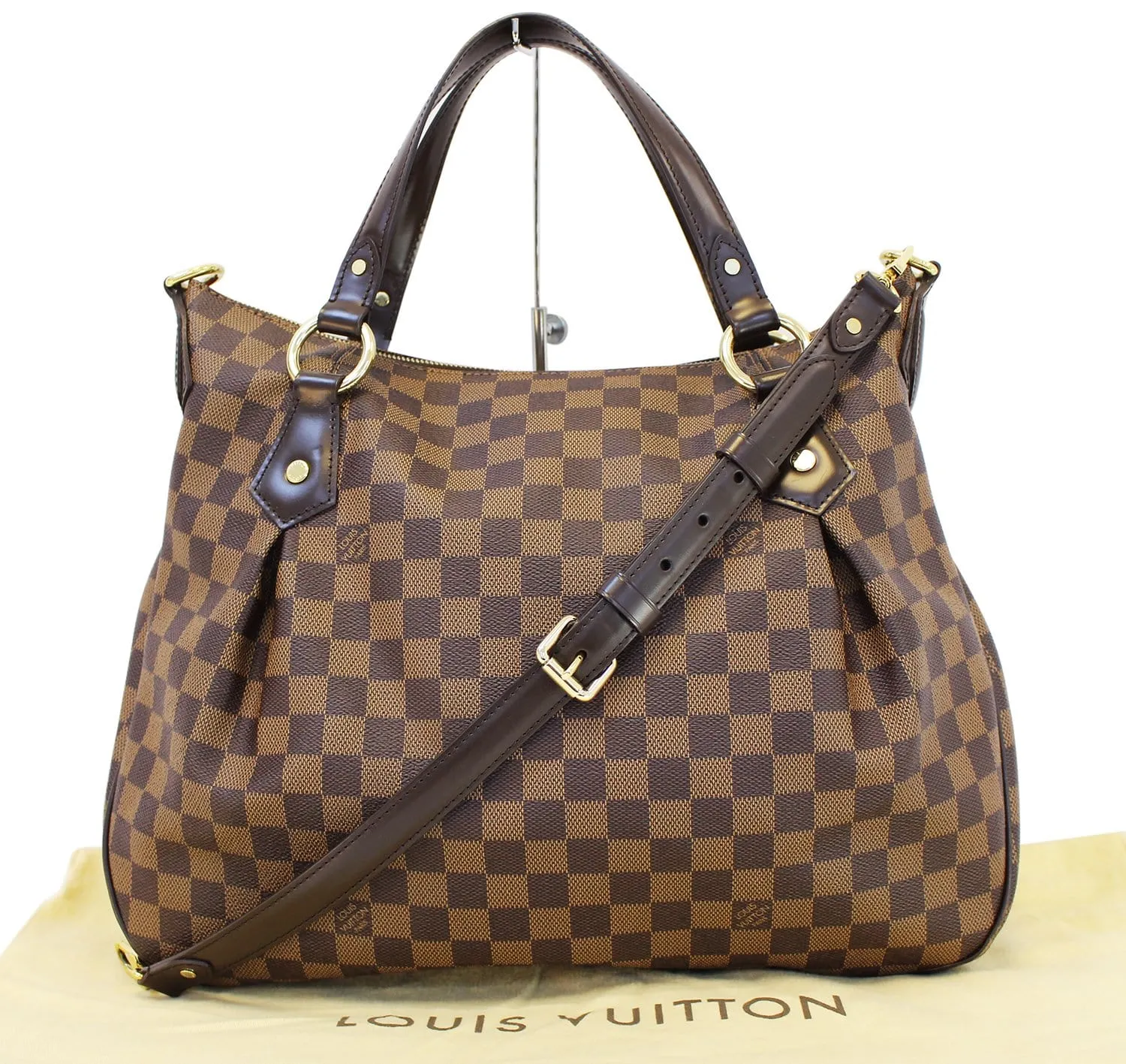 LOUIS VUITTON Evora MM Damier Ebene Tote Shoulder Bag Excellent