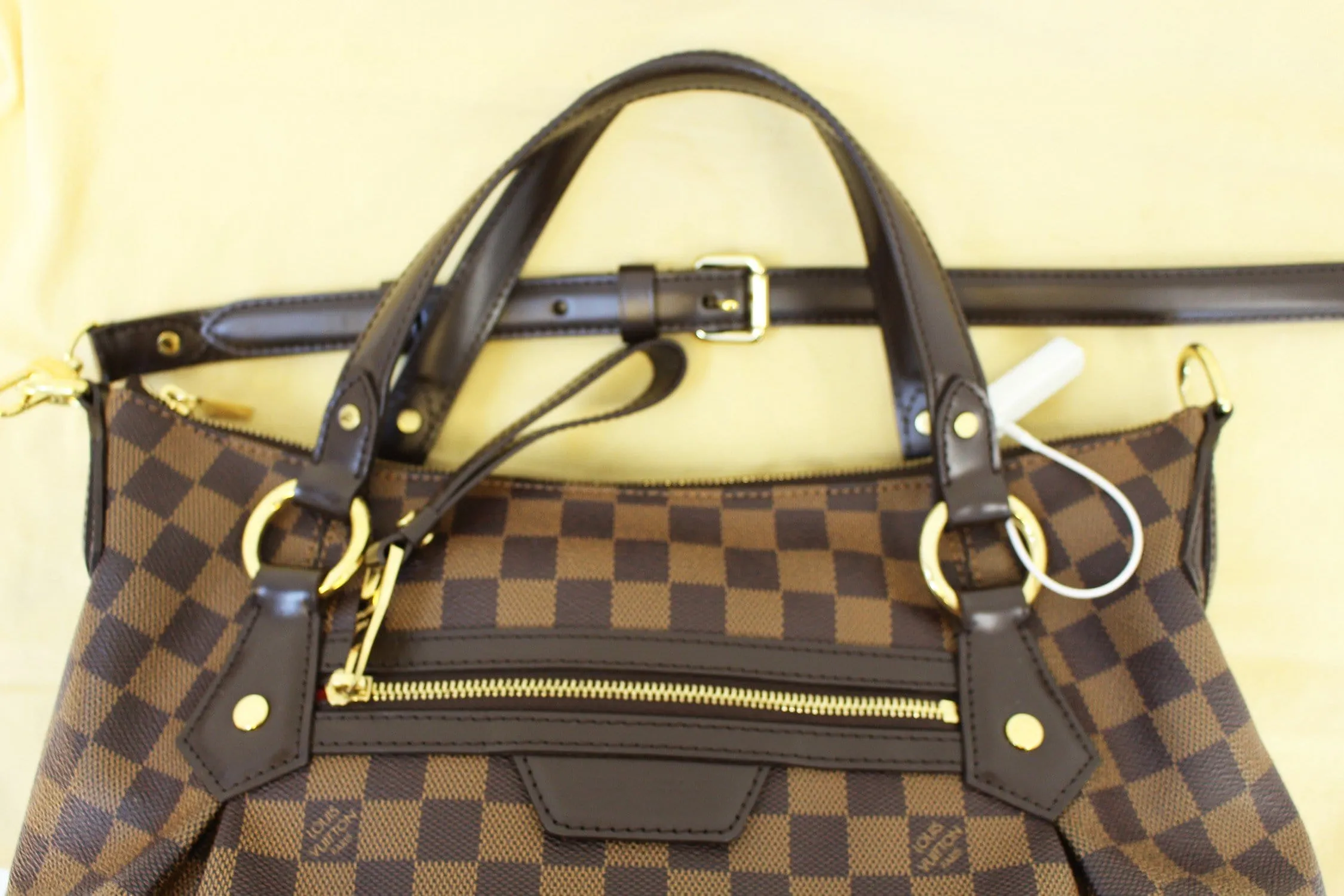 LOUIS VUITTON Evora MM Damier Ebene Tote Shoulder Bag Excellent