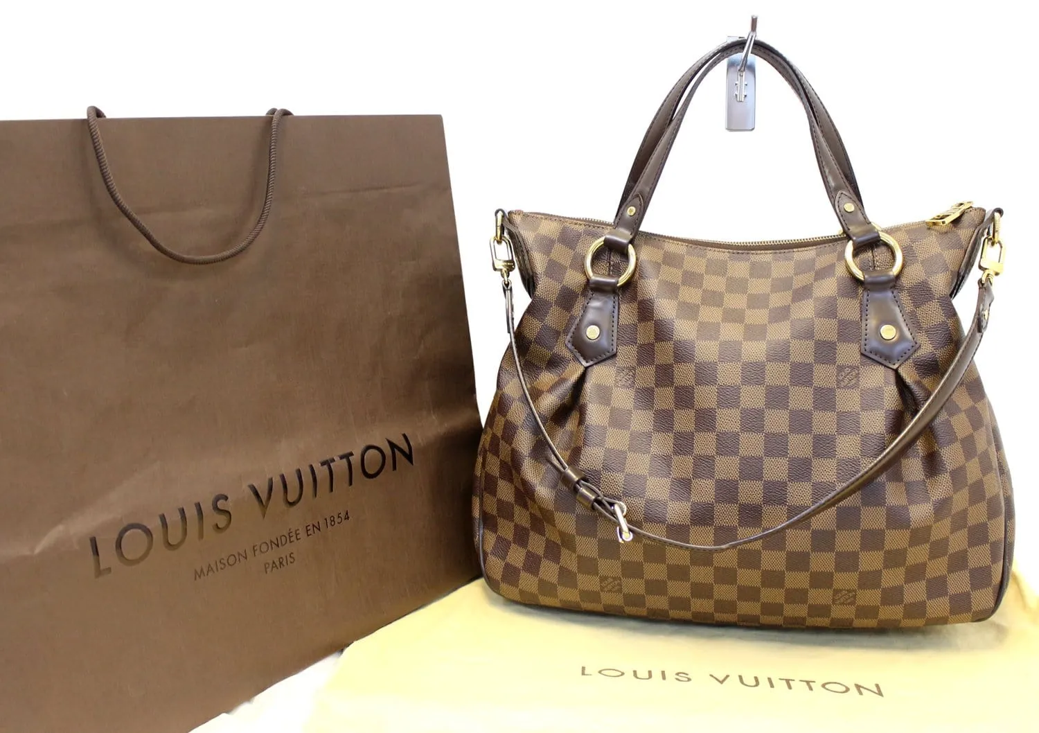 LOUIS VUITTON Evora MM Damier Ebene Tote Shoulder Bag