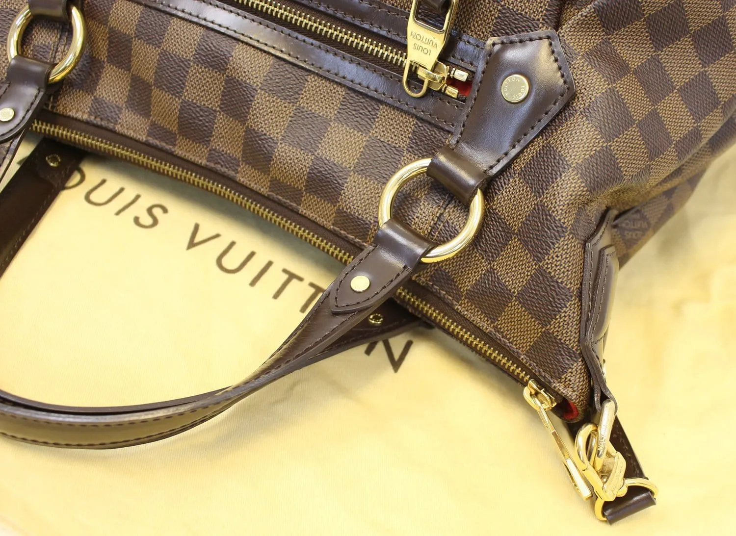 LOUIS VUITTON Evora MM Damier Ebene Tote Shoulder Bag