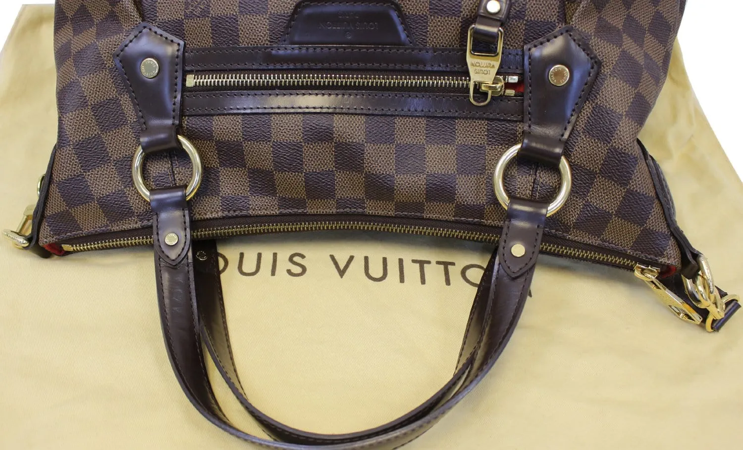 LOUIS VUITTON Evora MM Damier Ebene Tote Shoulder Bag