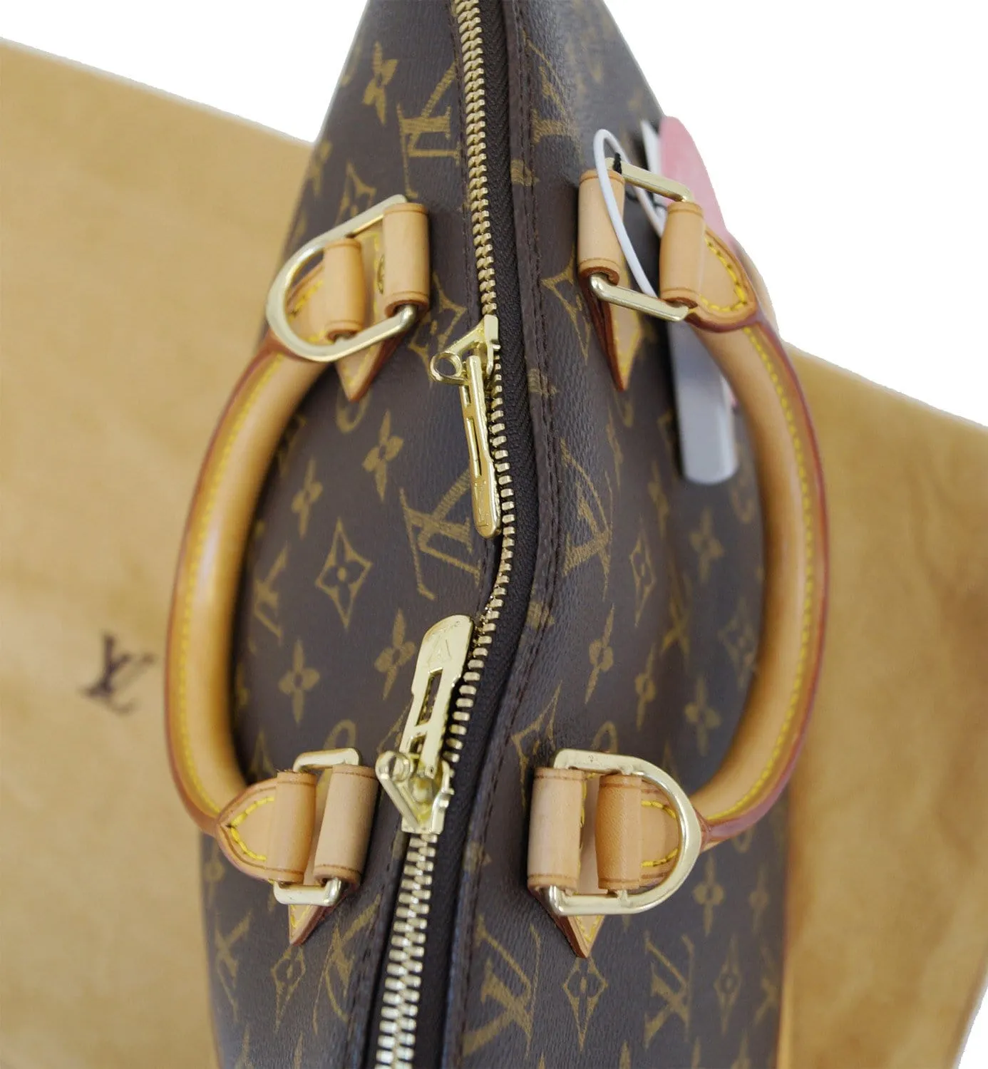 LOUIS VUITTON Monogram Canvas Alma Brown Satchel Handbag