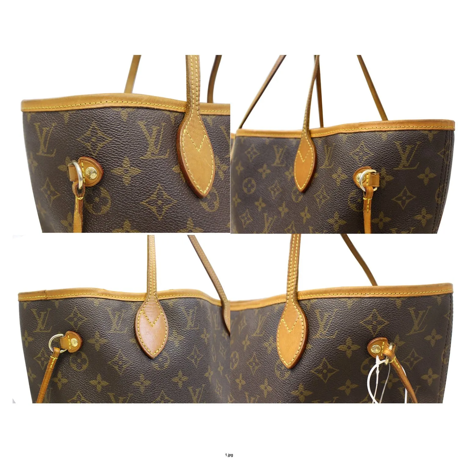 LOUIS VUITTON Neverfull MM Monogram Canvas Tote Bag Brown