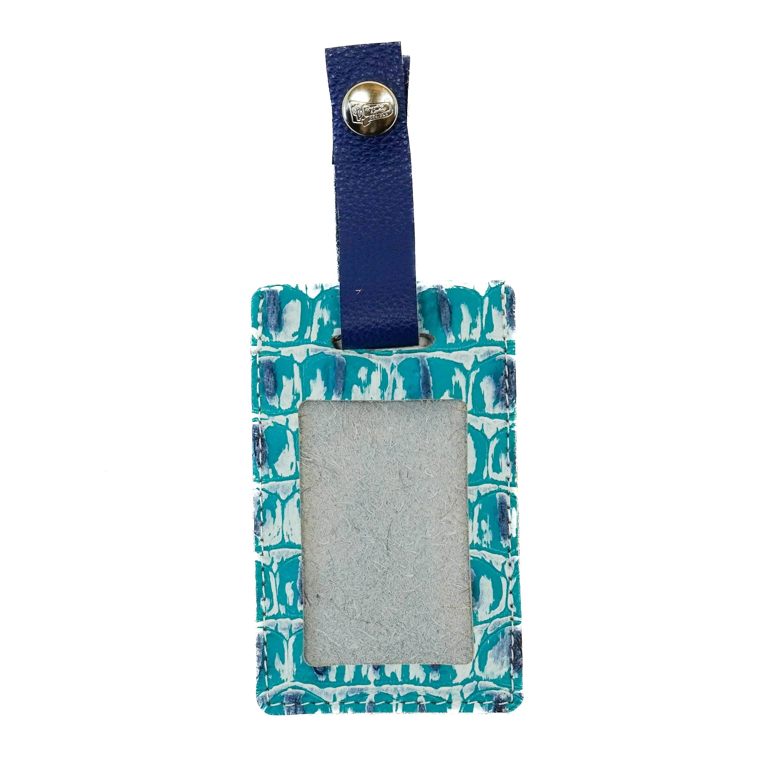 Luggage Tag - Black & White w/ Turquoise Sand Croc