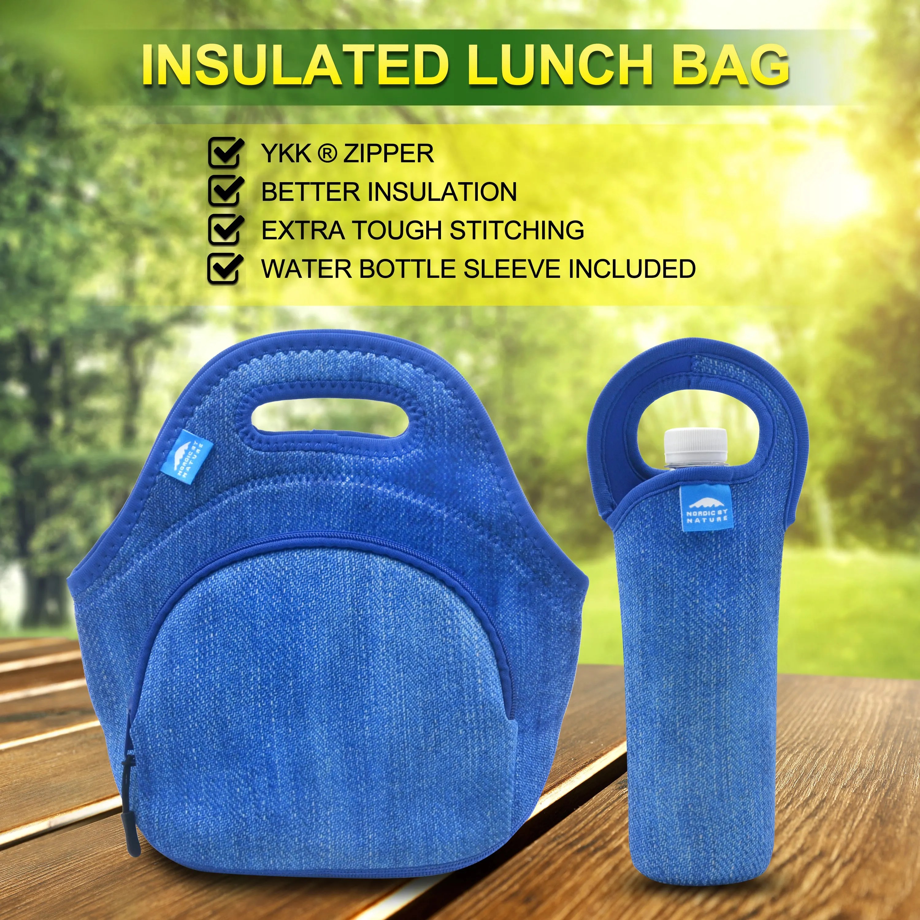 LUNCH BAG SET 12" BLUE DENIM