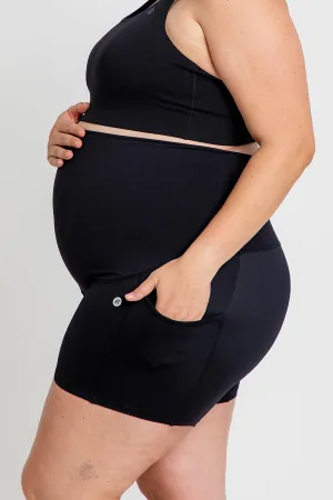 Maternity Anti Chafe Mid Short With Pockets - Black