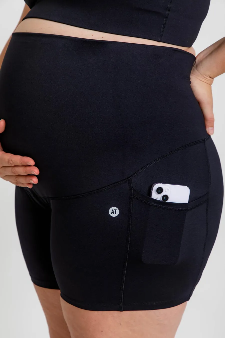 Maternity Anti Chafe Mid Short With Pockets - Black