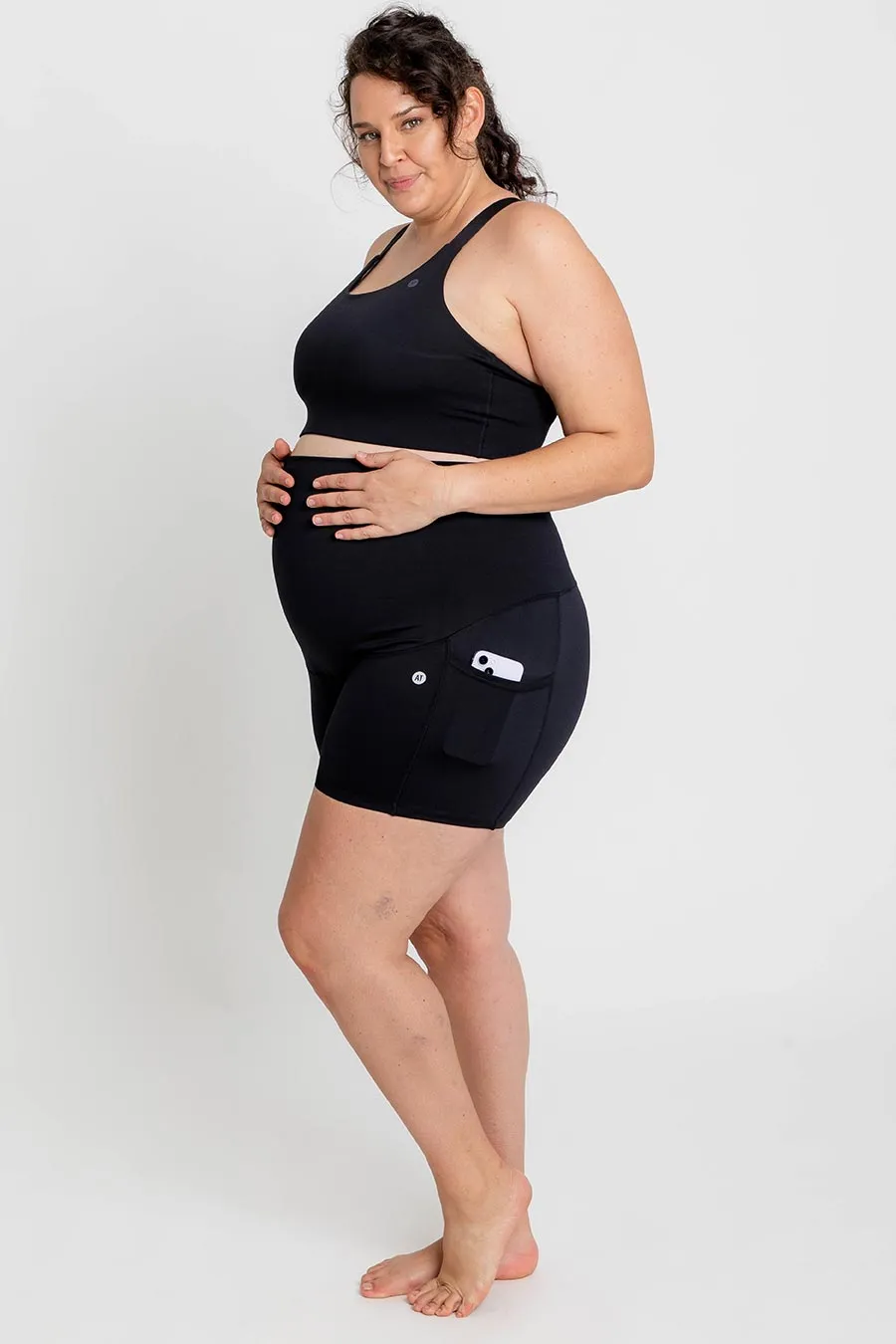 Maternity Anti Chafe Mid Short With Pockets - Black