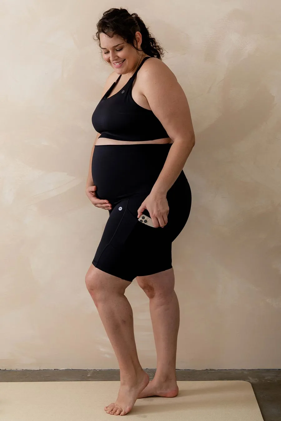 Maternity Support Bike Short with Pockets - Black