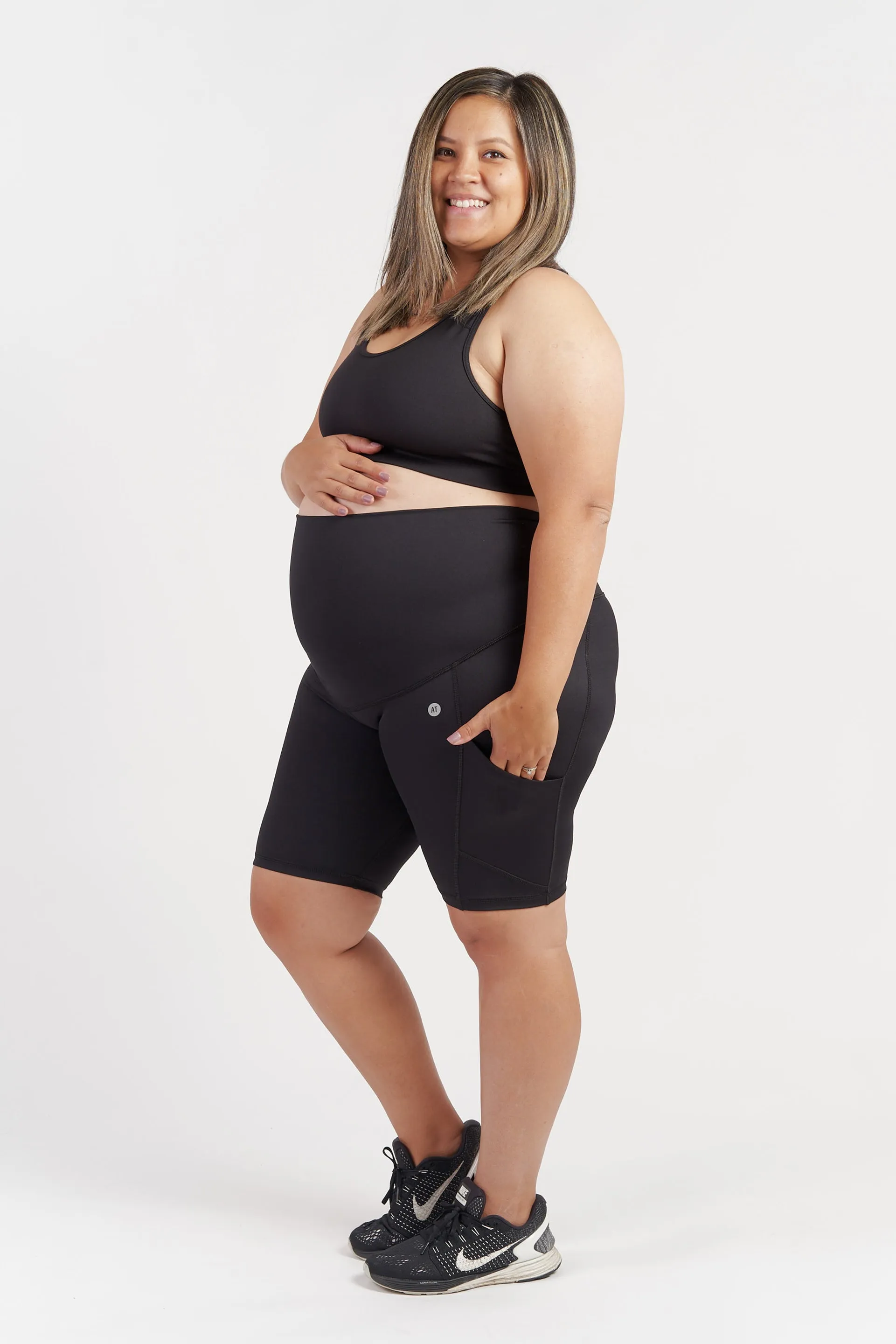 Maternity Support Bike Short with Pockets - Black