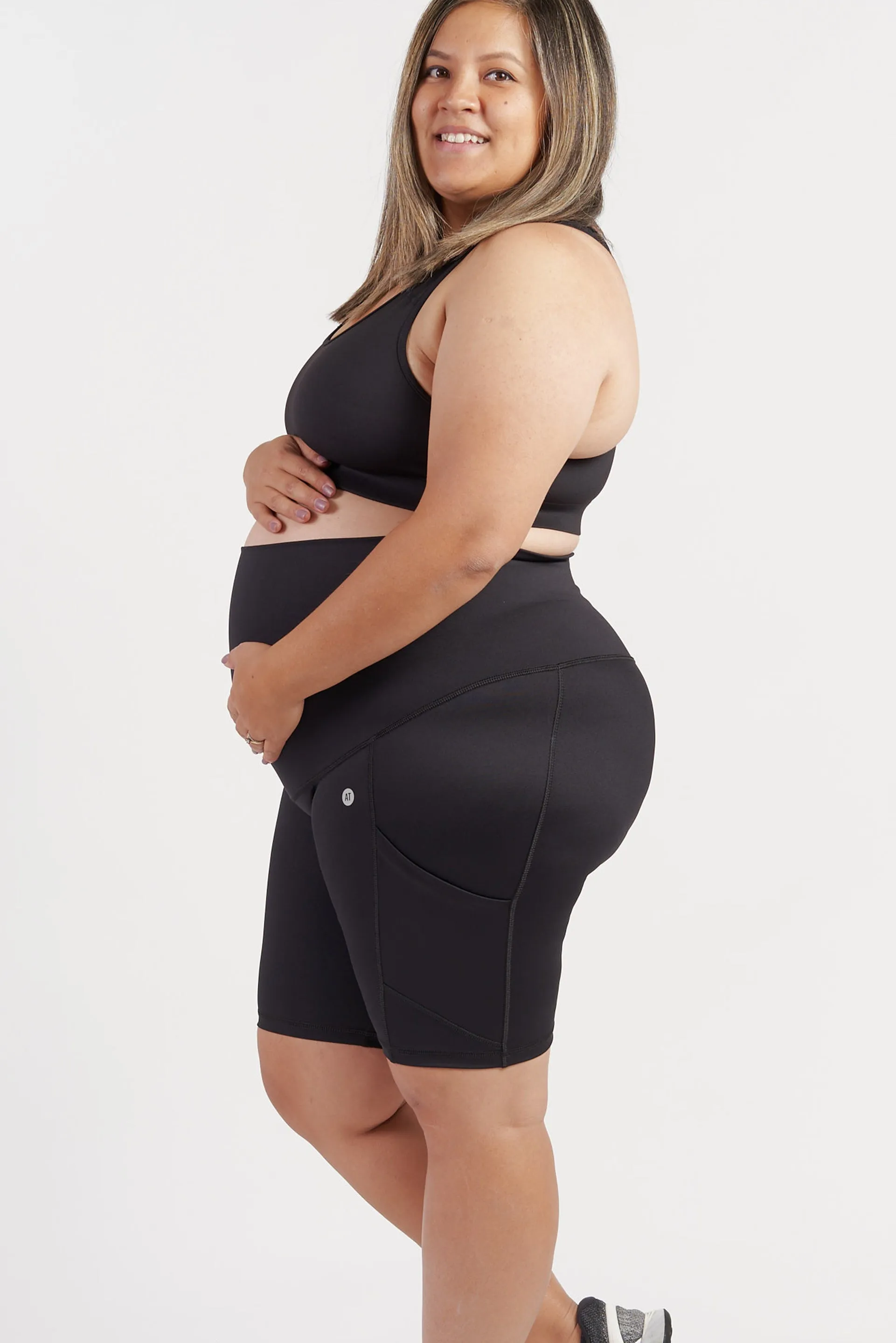 Maternity Support Bike Short with Pockets - Black