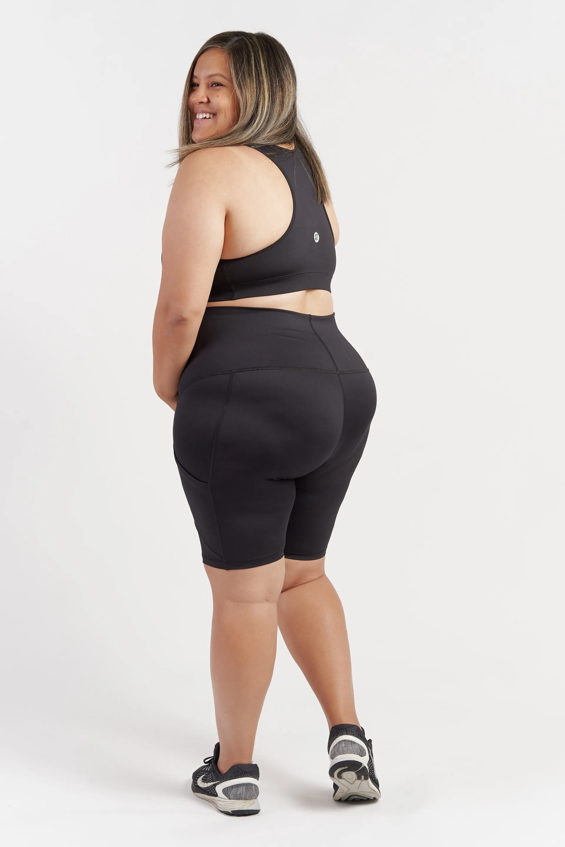 Maternity Support Bike Short with Pockets - Black