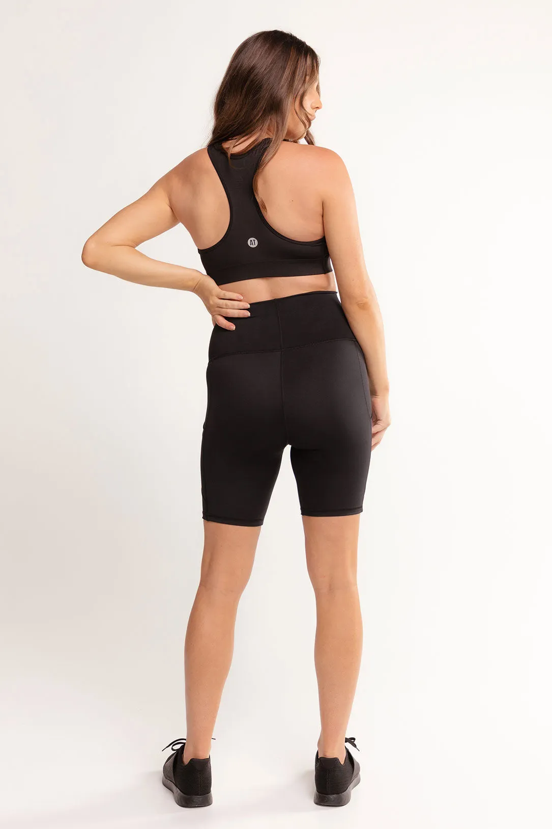 Maternity Support Bike Short with Pockets - Black