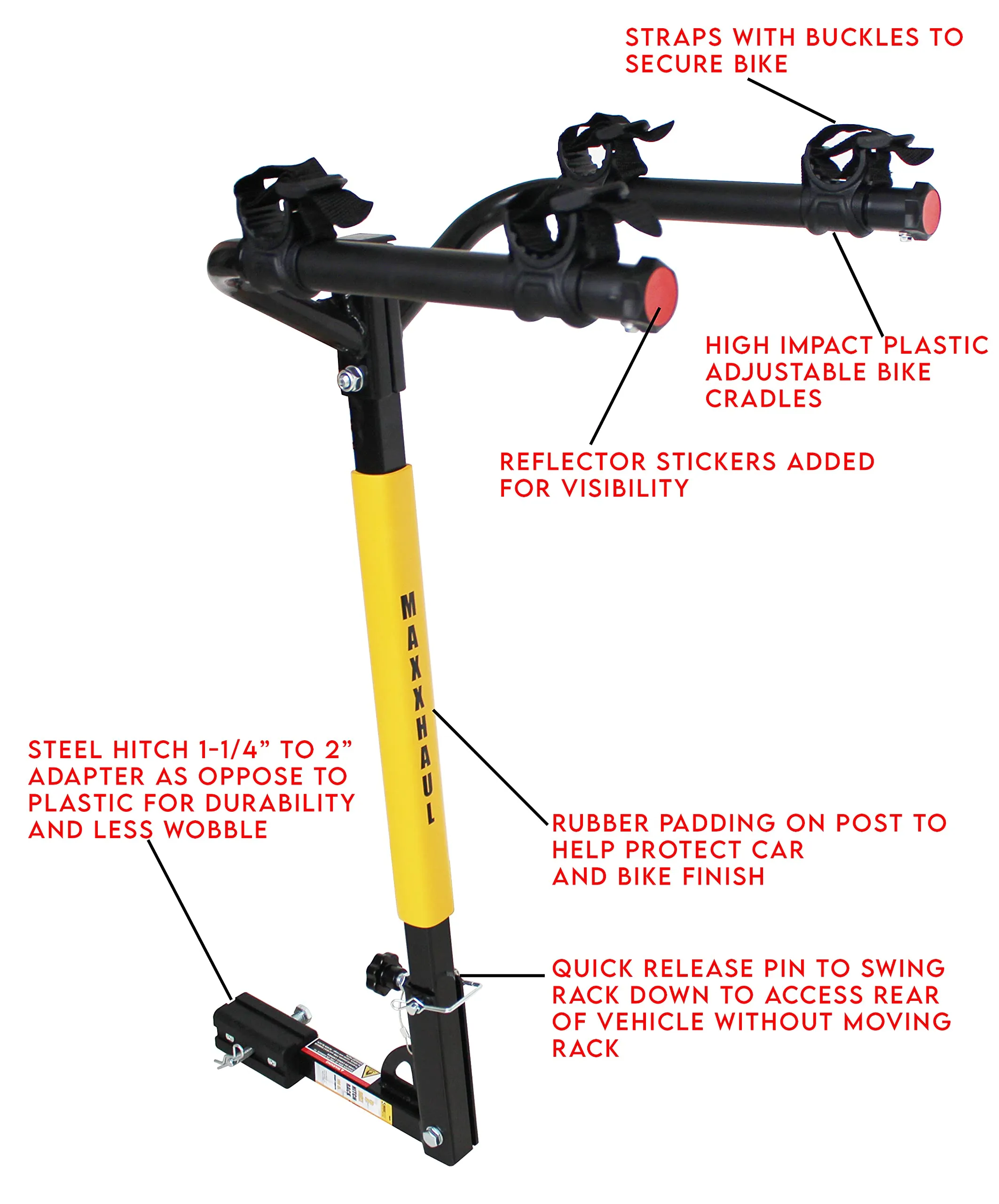 MaxxHaul 50025 Hitch Mount 2 Bike Rack For Cars, Trucks, SUV's, Minivans - 100 lb. Capacity - open_box