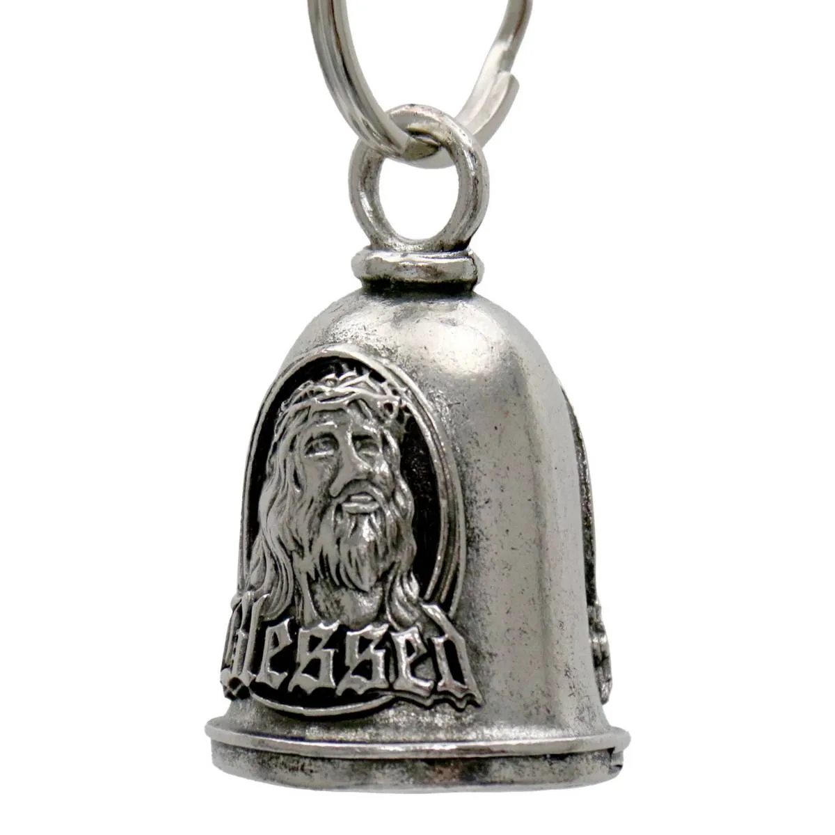 Milwaukee Leather MLB9112 Jesus Motorcycle Good Luck Bell w/ Key Ring-Key Chain Accessory for Bikers