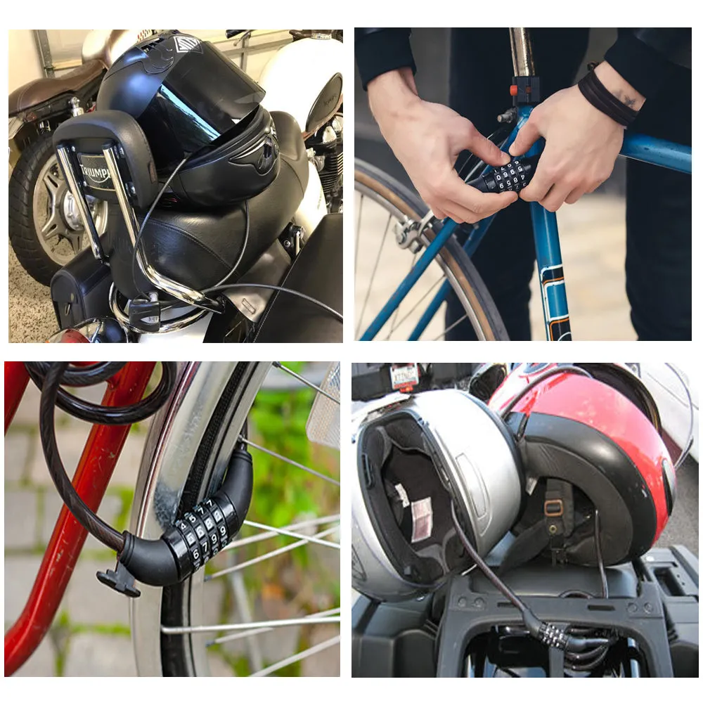 Multipurpose Number Lock,Helmet Lock with Bike Seat Net