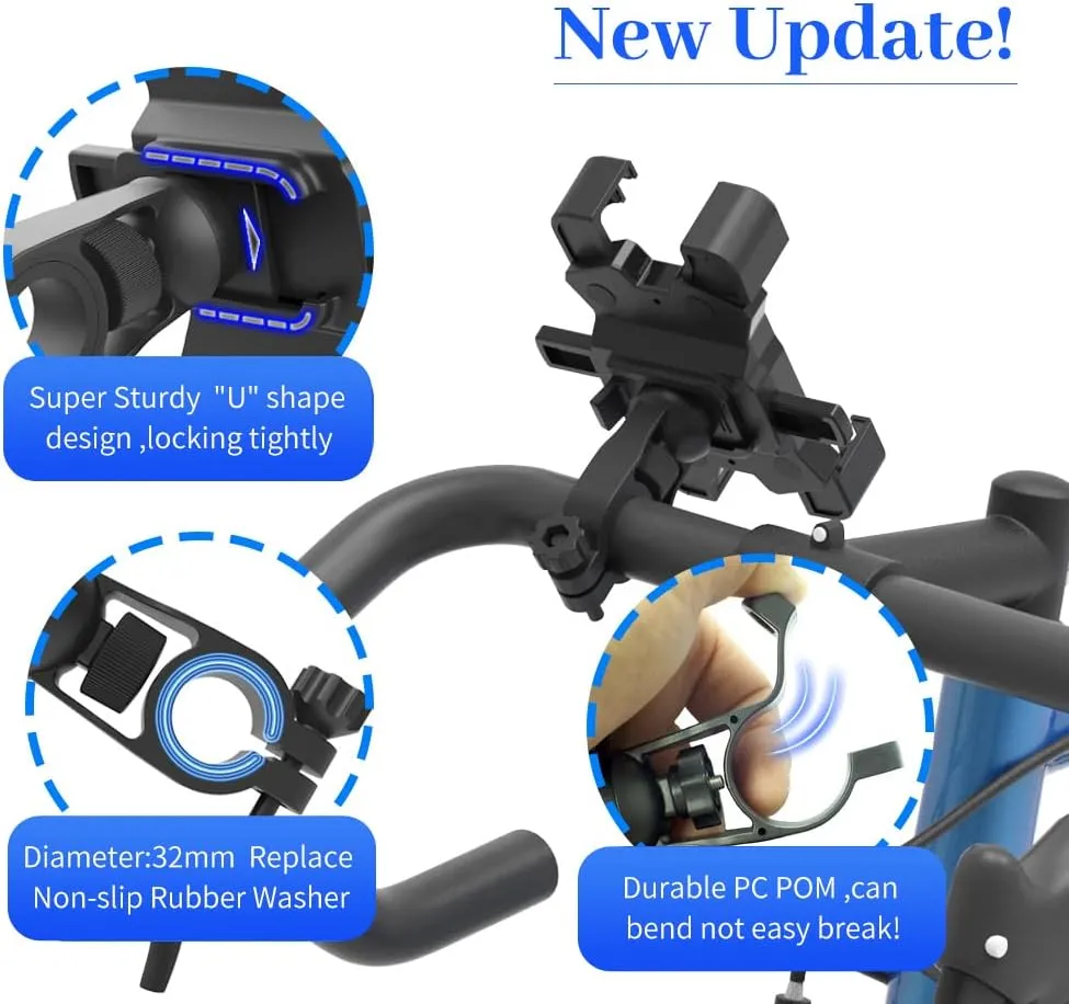 NEW Bike Phone Mount, The Best Cell Phone Holder for Any Android iPhone, Bicycle Accessories for Adult and Kid Bikes Adjustable for Different Handlebar