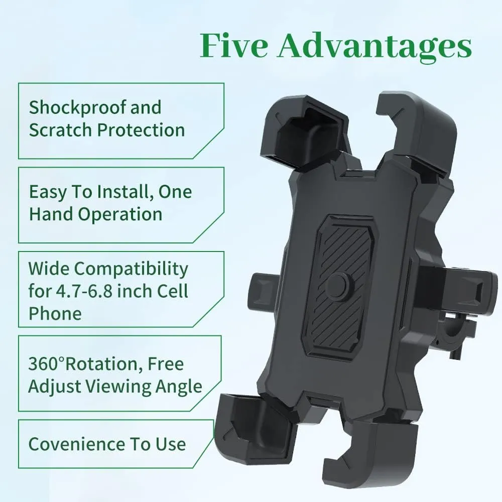 NEW Bike Phone Mount, The Best Cell Phone Holder for Any Android iPhone, Bicycle Accessories for Adult and Kid Bikes Adjustable for Different Handlebar