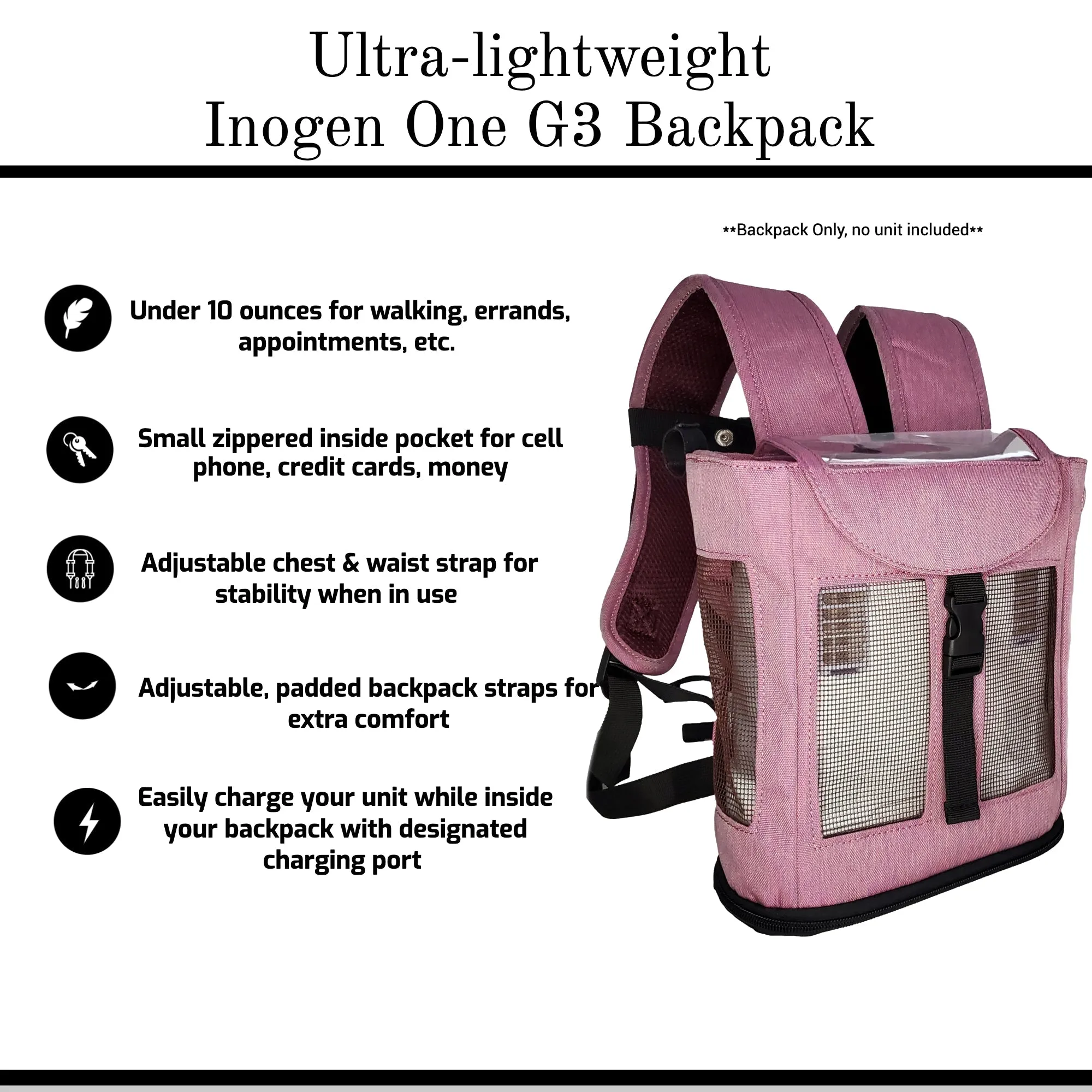 OxyGo Ultra Lightweight Backpack- Mulberry