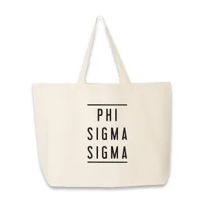 Phi Sigma Sigma Sorority Printed on Cotton Canvas Tote Bag