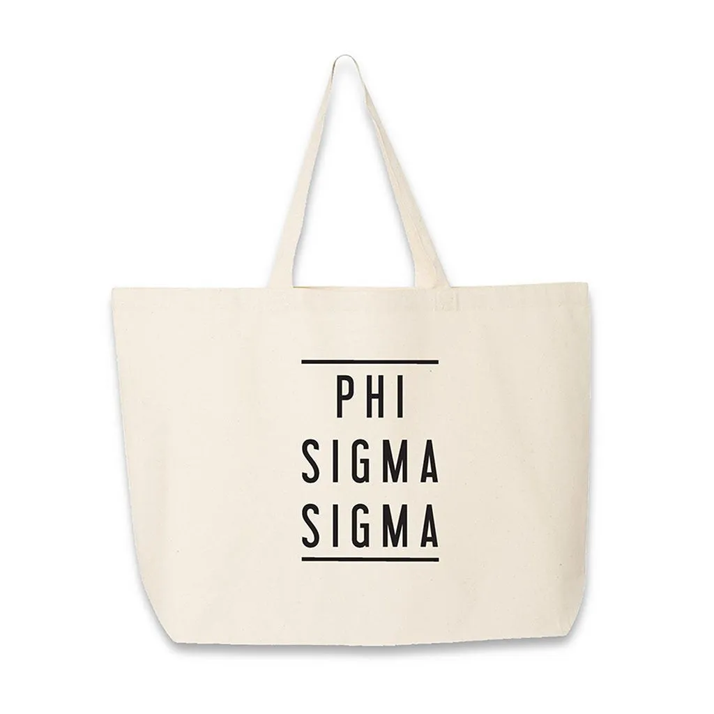 Phi Sigma Sigma Sorority Printed on Cotton Canvas Tote Bag