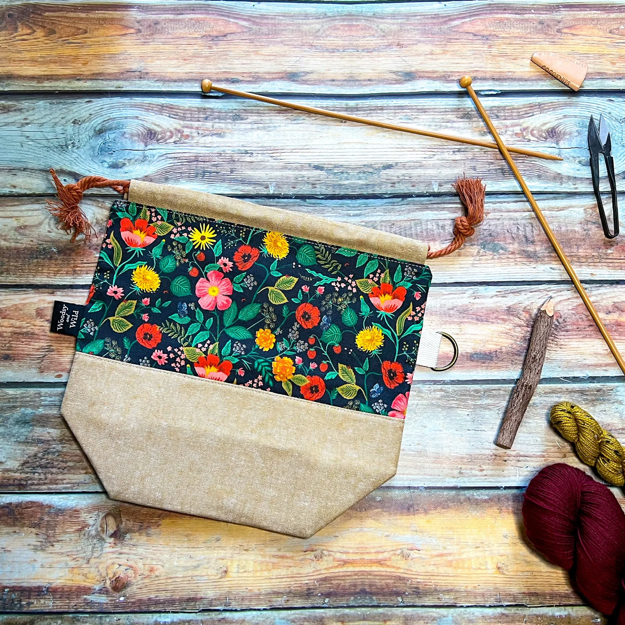 "Poppy Fields"- Knitting Project Bag- Ready to Ship