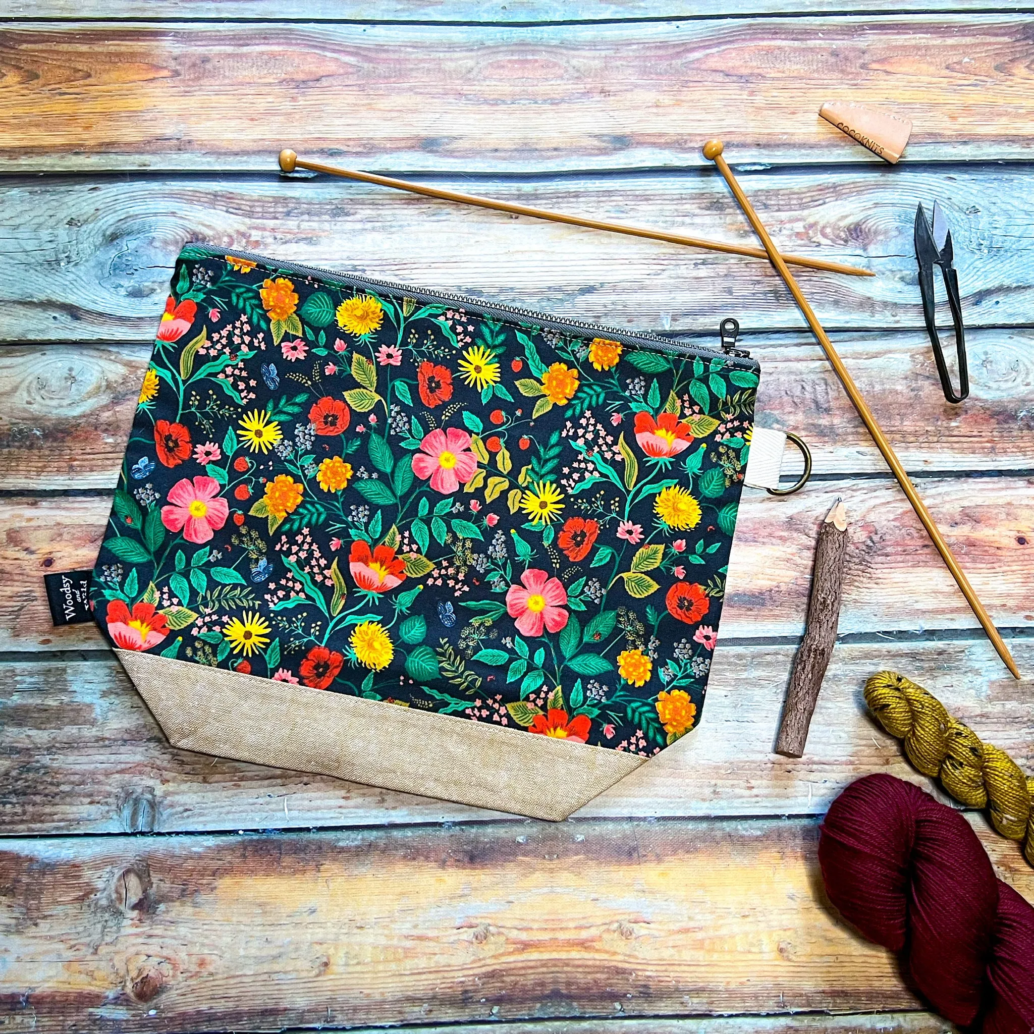 "Poppy Fields"- Knitting Project Bag- Ready to Ship