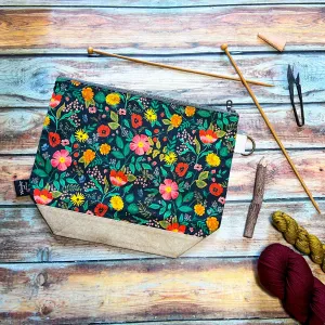 "Poppy Fields"- Knitting Project Bag- Ready to Ship