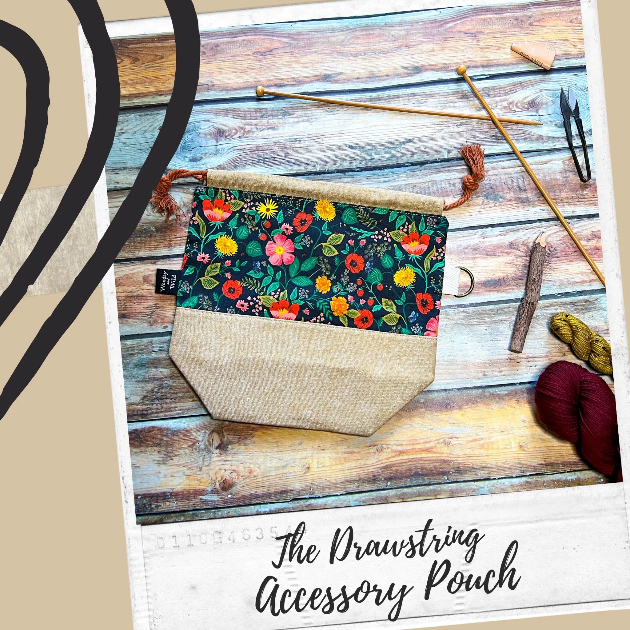 "Poppy Fields"- Knitting Project Bag- Ready to Ship